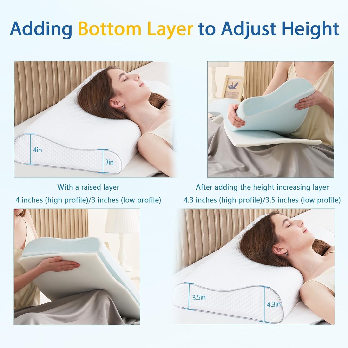 Memory Foam Pillows Cervical Pillow for Neck Pain Relief, Ergonomic Pillow for Shoulder Pain, Orthopedic Contour Pillow for Side Sleepers, Neck Support Pillows for Sleeping with Cooling Pillowcase