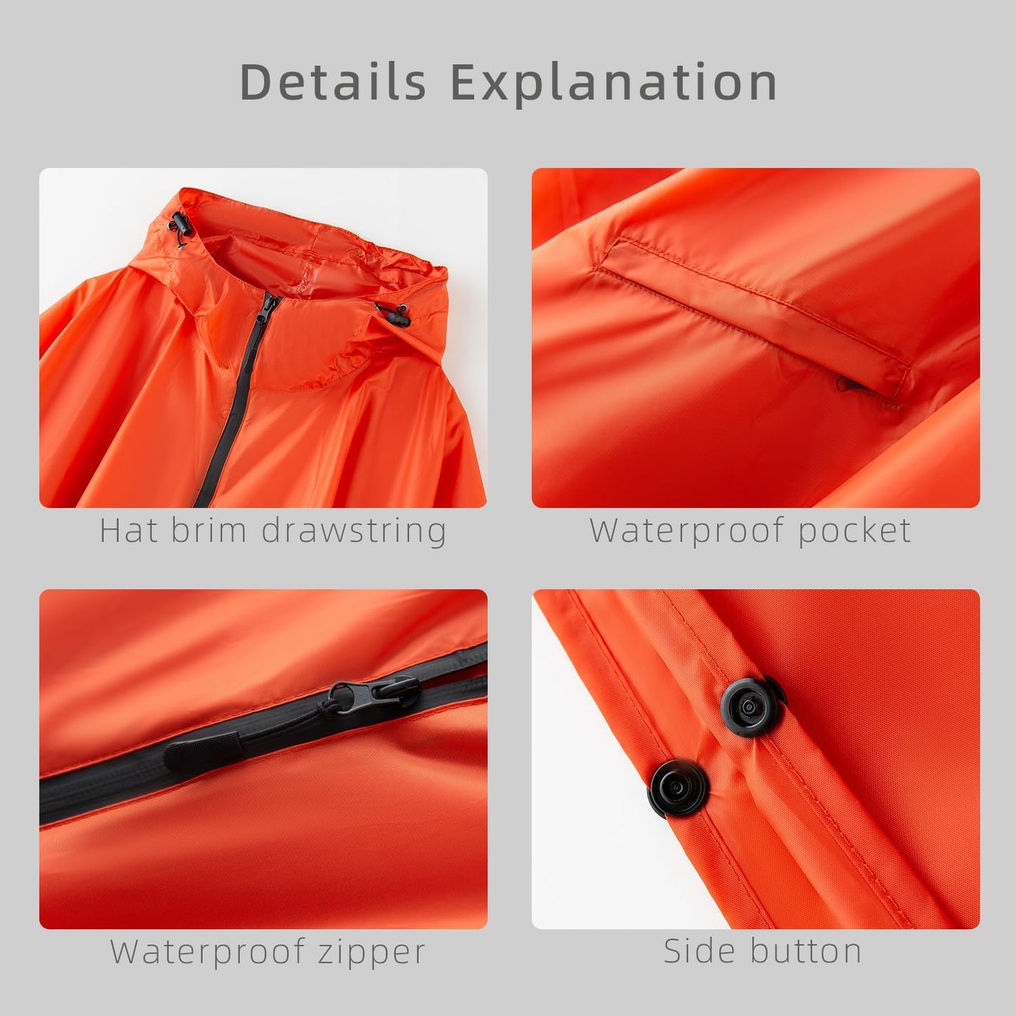 Cloak raincoat Unisex poncho Adult hooded men and women with pockets Mountaineering hiking rainstorm prevention