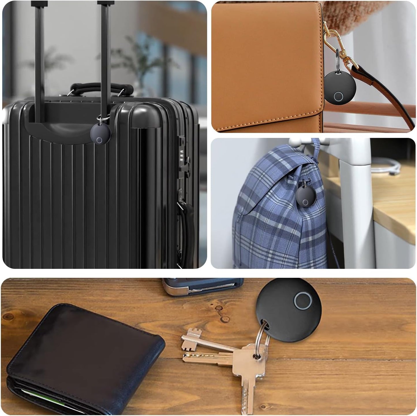 Key Finders, Luggage Tracker Tag Works with Find My (iOS only), Item Locator for Keys, Wallet, Suitcase,Bicycle and More, Replaceable Battery, IP67 Waterproof, Black, 1 PACK