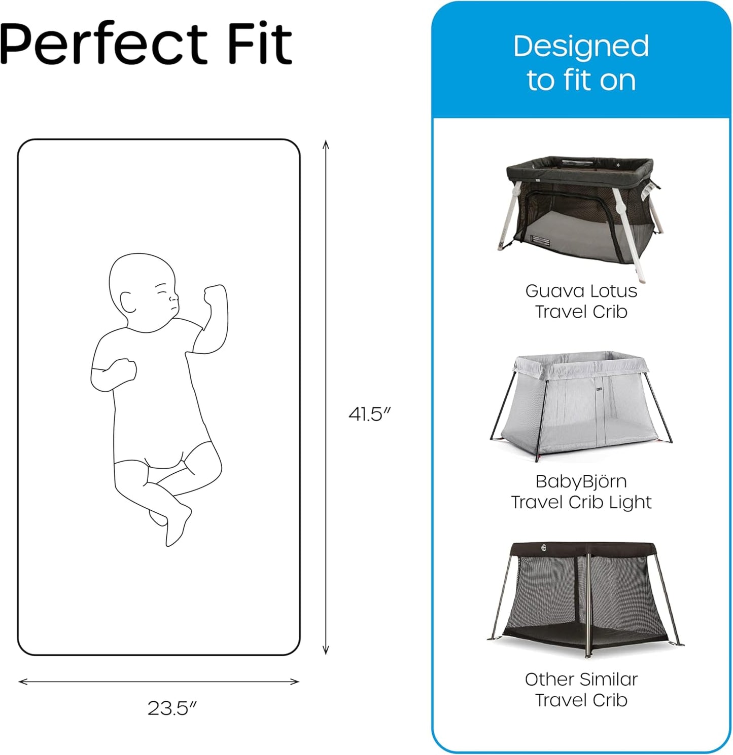 Quiggly Travel Crib Sheets for Guava Lotus, 2 Pack Organic Cotton Jersey Knit, Space, Planet & Star Patterns - Fits Travel Crib Mattress for Boys & Girls