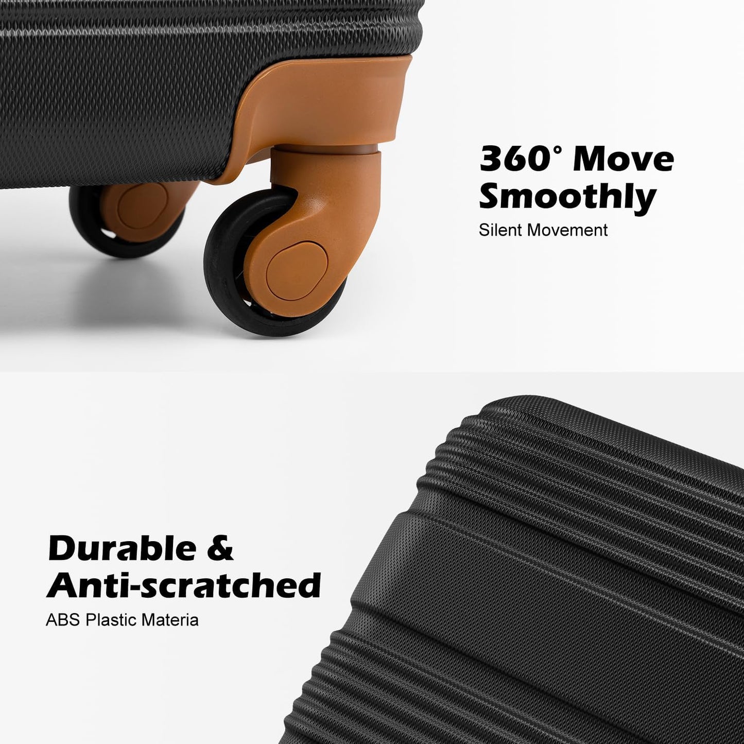 LONG VACATION 3 Piece Carry On Luggage Set with Backpack, 20 Inch Carry Suitcase with Spinner Wheels, ABS+PC Hardshell Suitcase set with TSA Lock & YKK Zipper