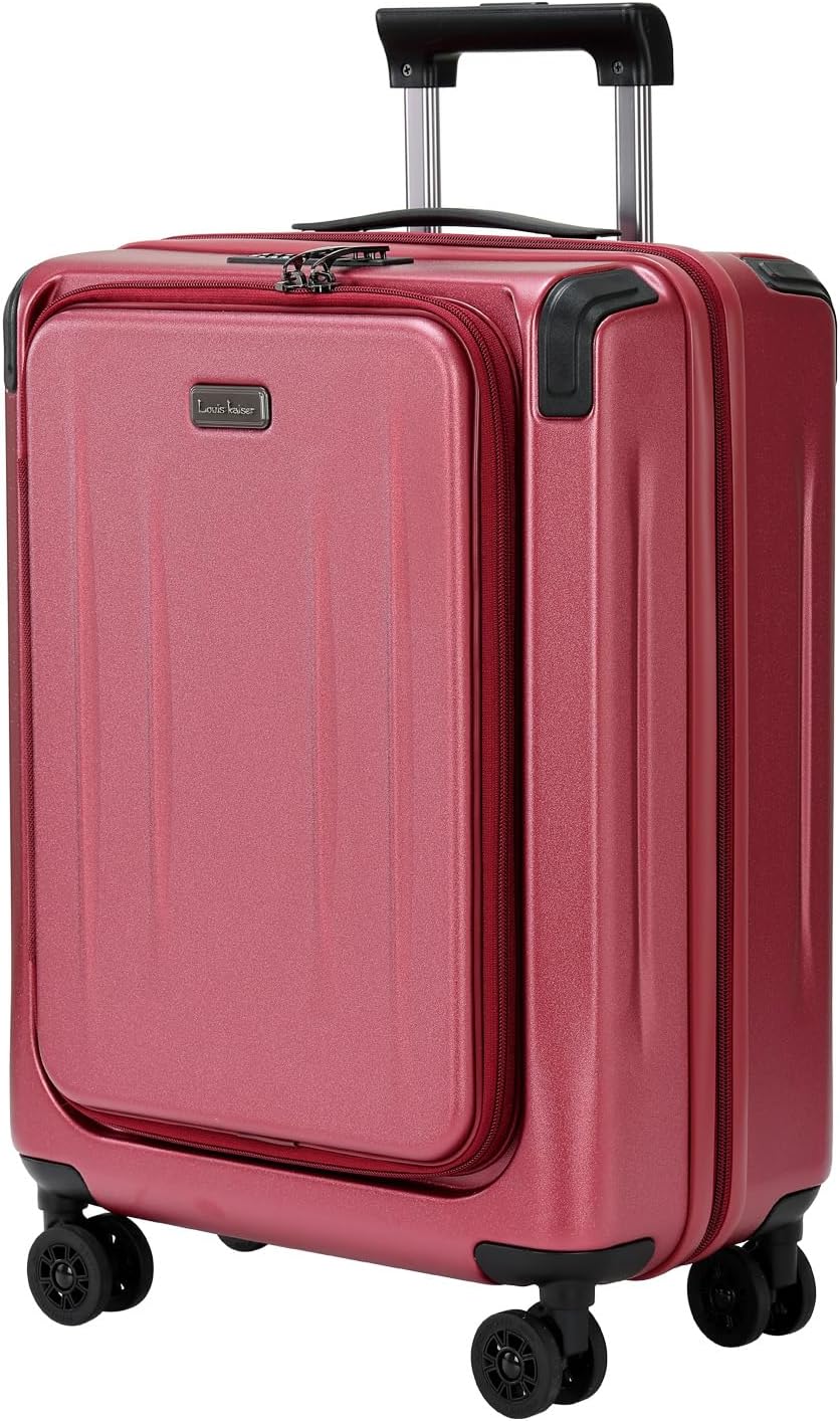 Carry On Luggage, 20 Inch Top Opening Aluminum Frame Lightweight Airline Approved ABS+PC Hard Shell Suitcases with Silent Wheels, TSA Lock, Front Pocket & Wet-dry Separated Six-piece Set