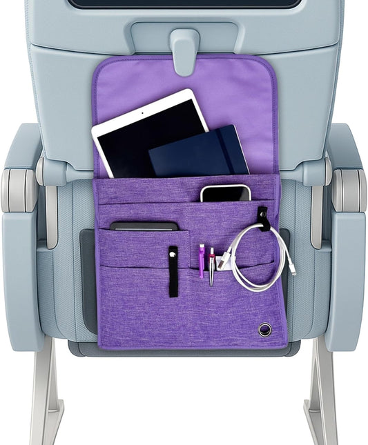 SO~MINE Airplane Pocket Organizer | Tray Table Cover | In Flight Seat Back Organizer Bag | Commuter Essential Travel Bag | Media Pouch For Flying | Travel Gift | Attaches To Luggage