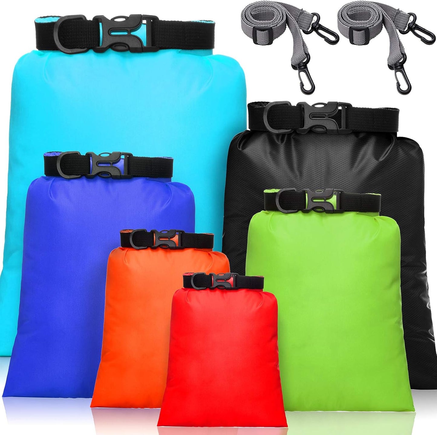 Shappy Waterproof Dry Bag Set 6 Sizes Lightweight Sacks and Long Adjustable Shoulder Strap Outdoor Water Proof Keep Gear Dry Bag Stuff Sacks for Backpacking, Boating, Hiking, Camping