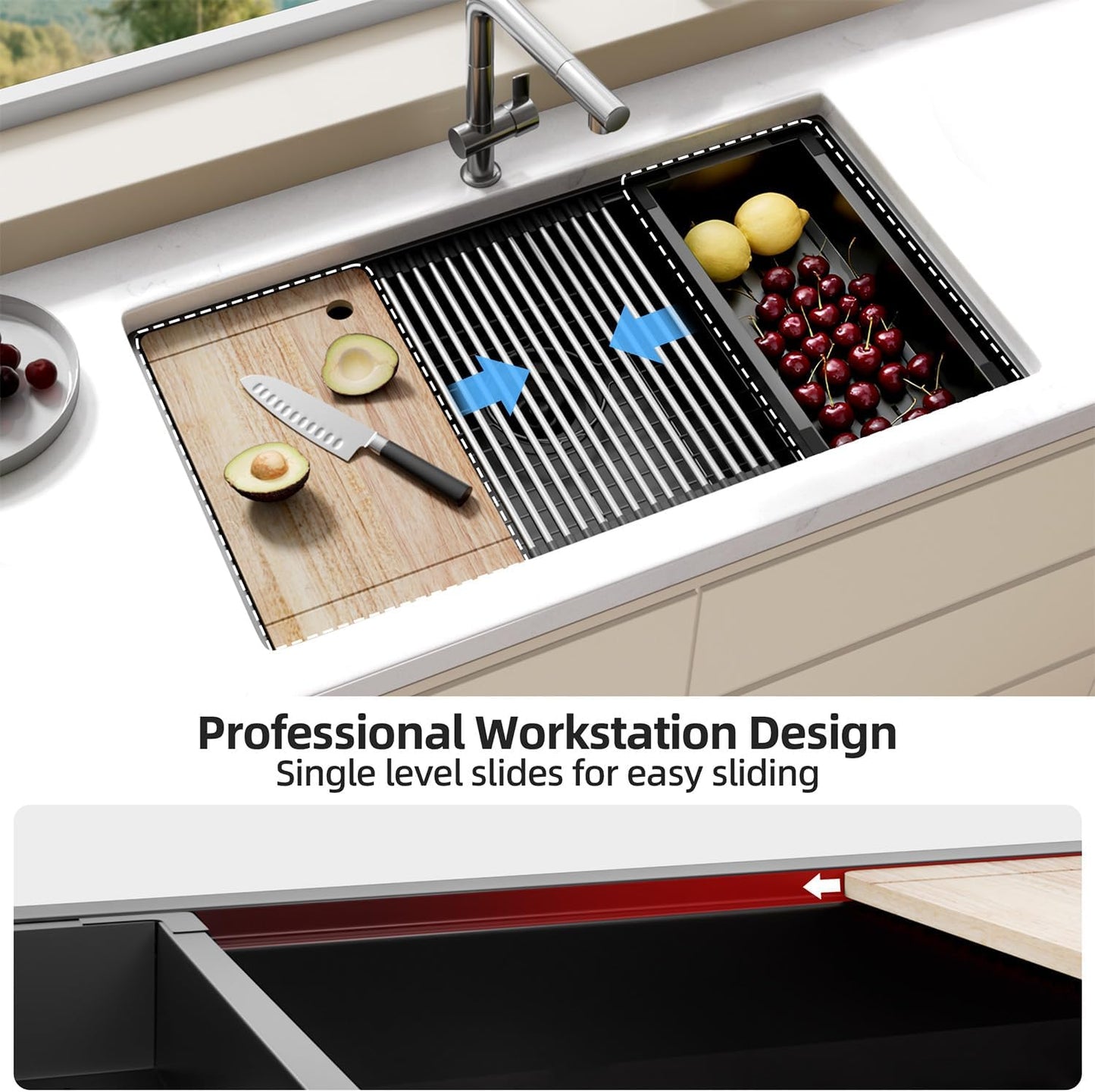 Undermount Kitchen Sink Stainless Steel 32x19 - Undermount Workstation Sink Single Bowl Commercial 16 Gauge Stainless Steel Kitchen Sinks Black