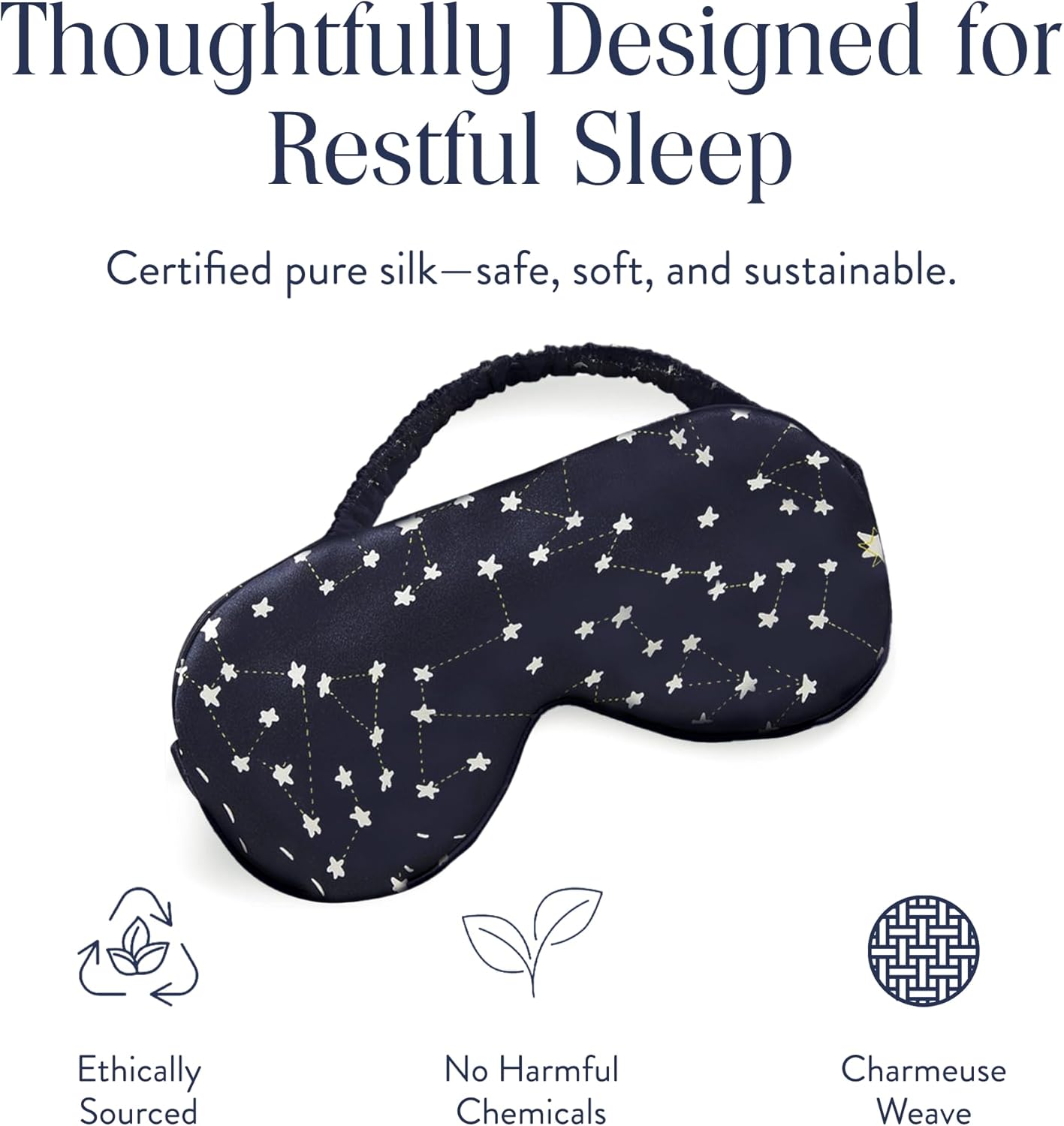 Brooklinen Silk Eye Mask for Sleeping – Celestial Blue, 100% Mulberry Silk Sleep Mask with Soft Elastic Strap, Machine Washable, Breathable & Cool-to-The-Touch – Ideal for Sleeping & Traveling