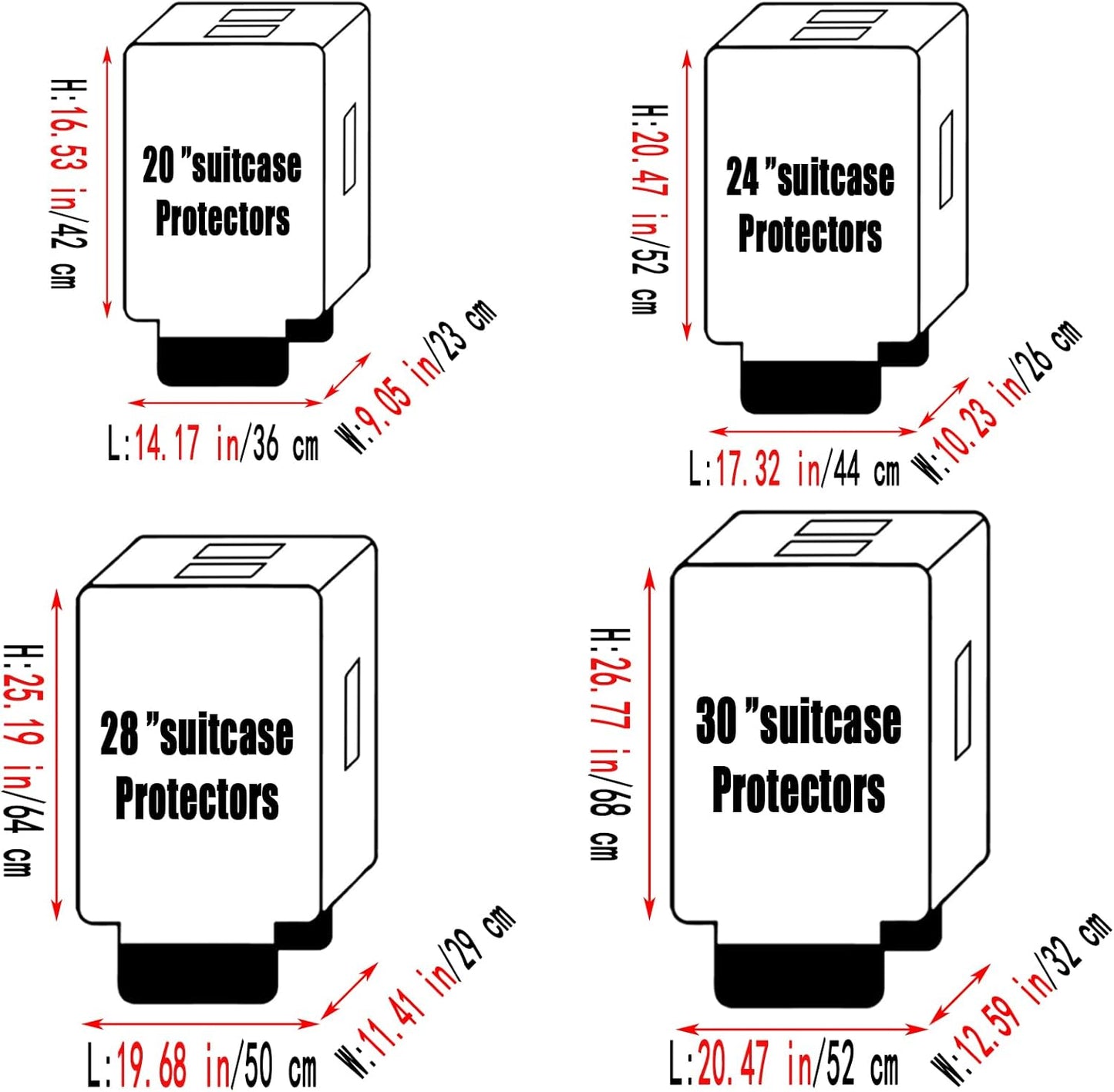 30 Inch Clear PVC Luggage Cover Protectors Suitcase Covers for Luggage Thickened suitcase protective cover for Wheeled Suitcase Suitable for 30"