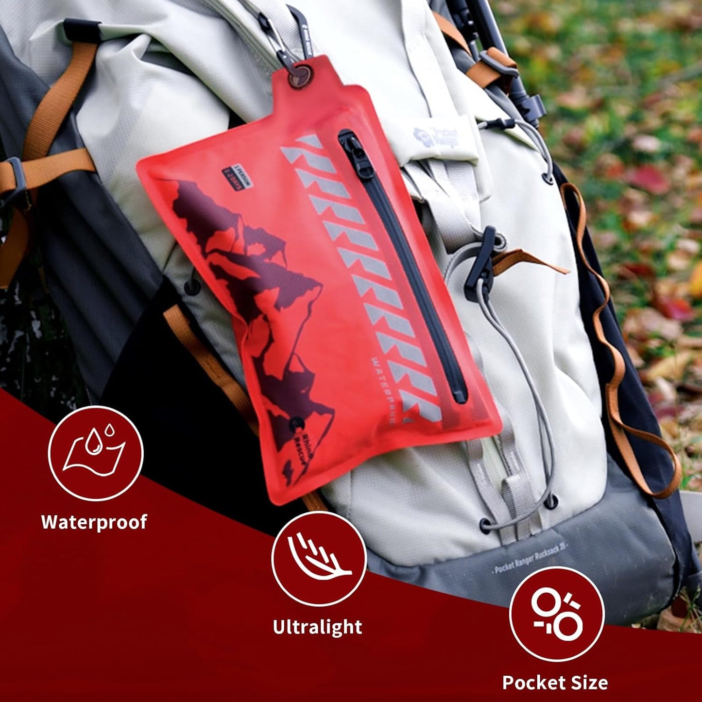 RHINO RESCUE Small First Aid Kit Ultralight Waterproof Medical Kit for Hiking, Backpacking, Cycling, Travel, Vehicles, 114pc