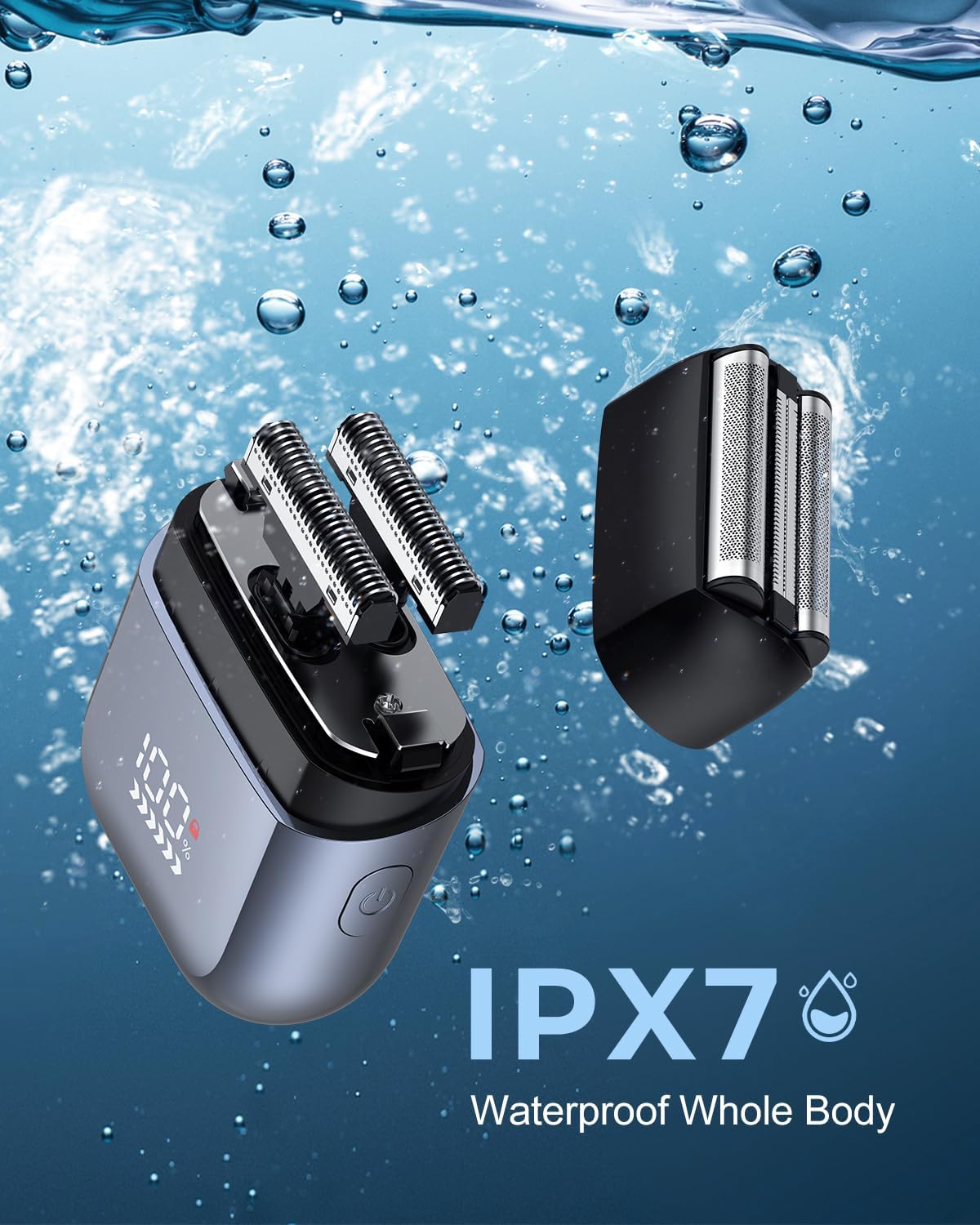 Men's Foil Shavers,Mini Electric foil Shaver for Men, Compact Face, IPX7 Waterproof Wet&Dry Cordless Razor, LED Display, USB-C Fast Rechargeable,Electric foil Shaver,3 Razor Rechargeable