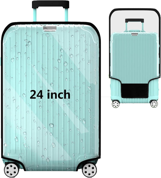 Suitcase Covers For Luggage, 24 Inch Clear PVC Luggage Covers Protector Full Thicken Transparent Waterproof Suitcase Sleeve With Large Velcro for 24" Wheeled Suitcases