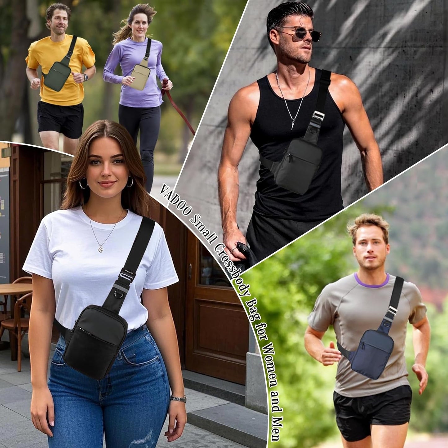 VADOO Mini Sling Bag, Small Crossbody Bag with RFID Blocking for Women and Men, Lightweight Chest Phone Bag for Travel Casual