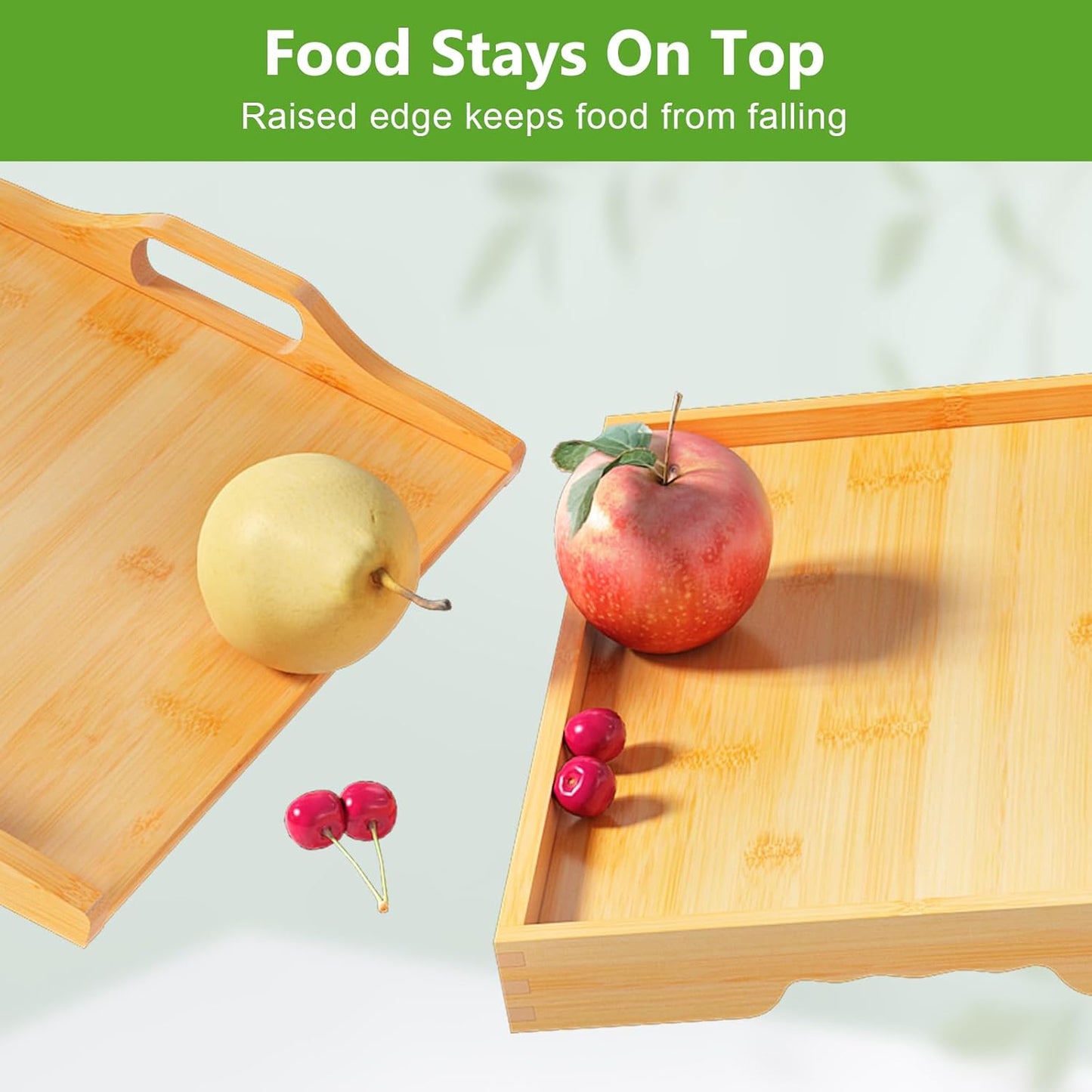Bed Tray Table with Folding Legs,Bamboo Breakfast in Bed for Kitchen Serving Tray,Sofa,Eating,Used As Laptop Desk Snack Tray 2 Pack (Bamboo)