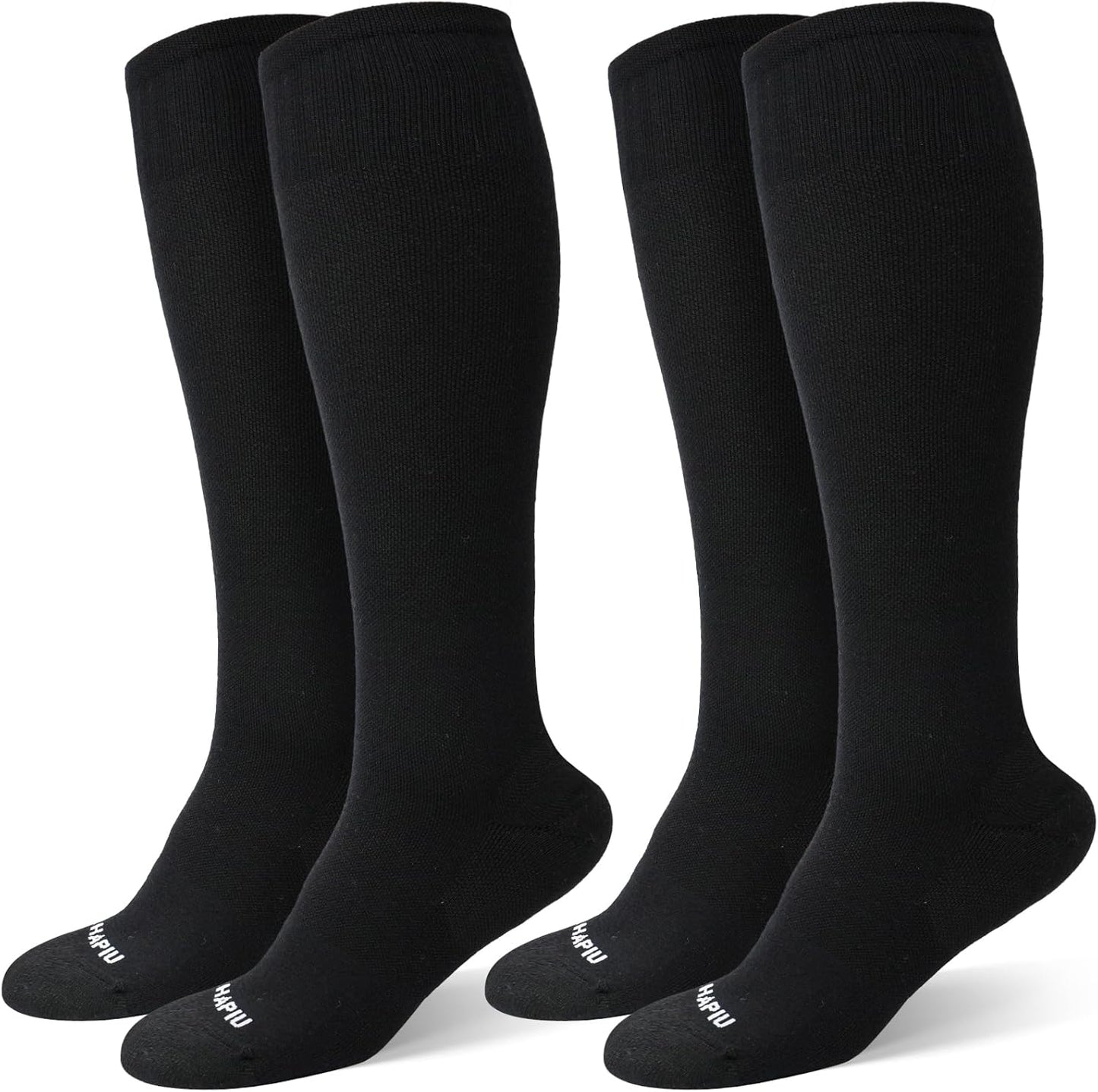 HAPIU Merino Wool Soft Compression Socks for Women & Men, 15-20 mmHg, Plus Size Knee High Stocking for Nurses, Pregnancy, Travel, Flight, Medias de Compresión Mujer