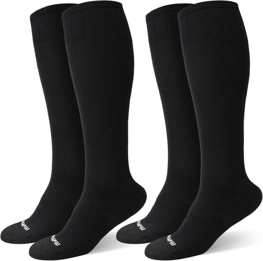 HAPIU Merino Wool Soft Compression Socks for Women & Men, 15-20 mmHg, Plus Size Knee High Stocking for Nurses, Pregnancy, Travel, Flight, Medias de Compresión Mujer