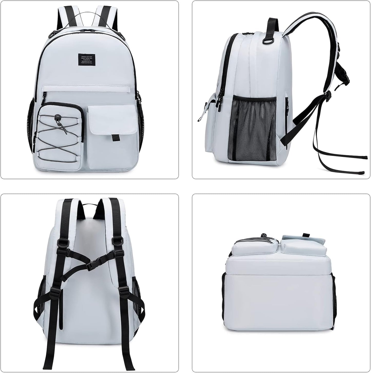 Lohol Casual Backpack for Teen Boys Girls, Water Resistant Daypack with Anti Theft Pocket for Travel School (Grey)