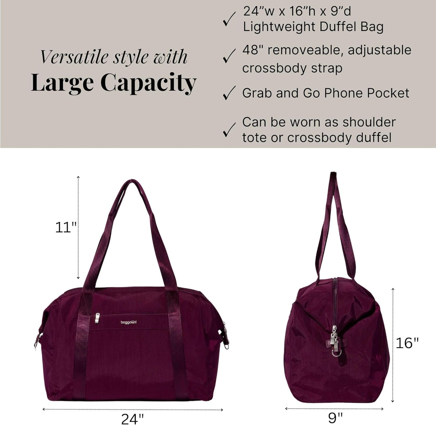 Baggallini Women's Day Large Duffel