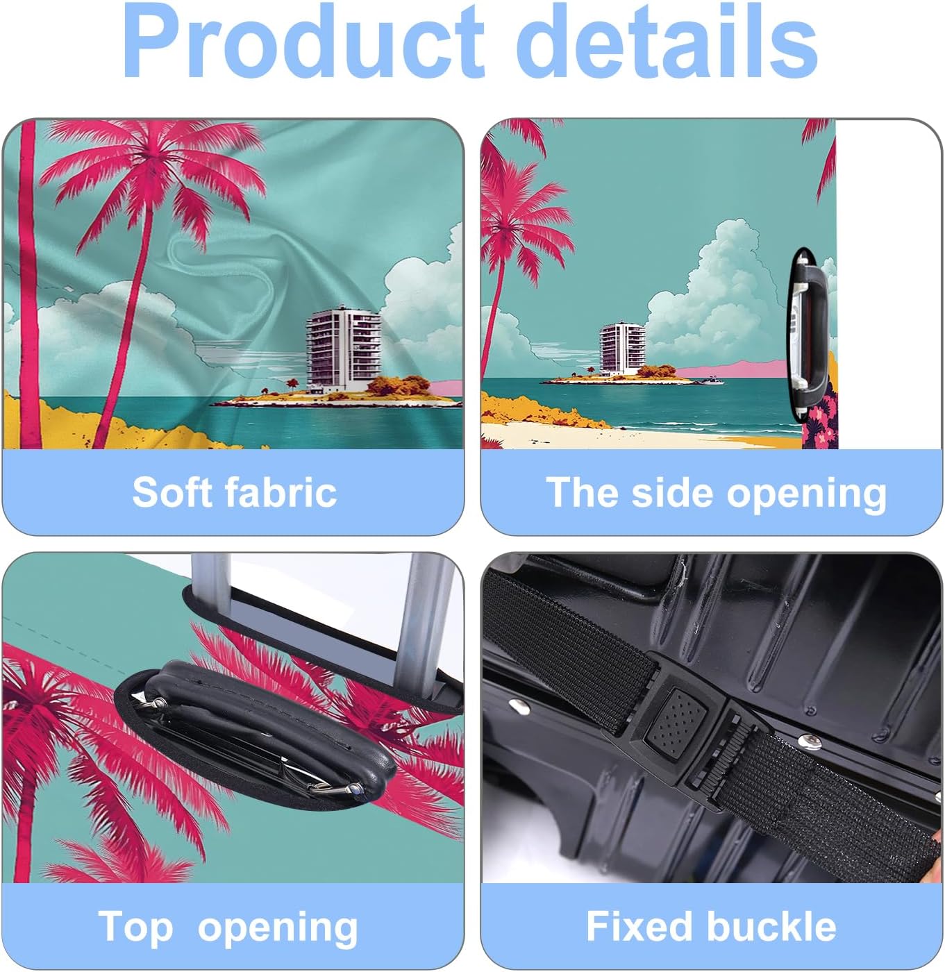 Luggage Cover Washable Suitcase Protector Anti-Scratch,Stretchable Fit for 20-34Inch Luggage Durable Travel Bag Cover with Zipper Closure (Beach, XL(fits 32-34Inch suitcase))