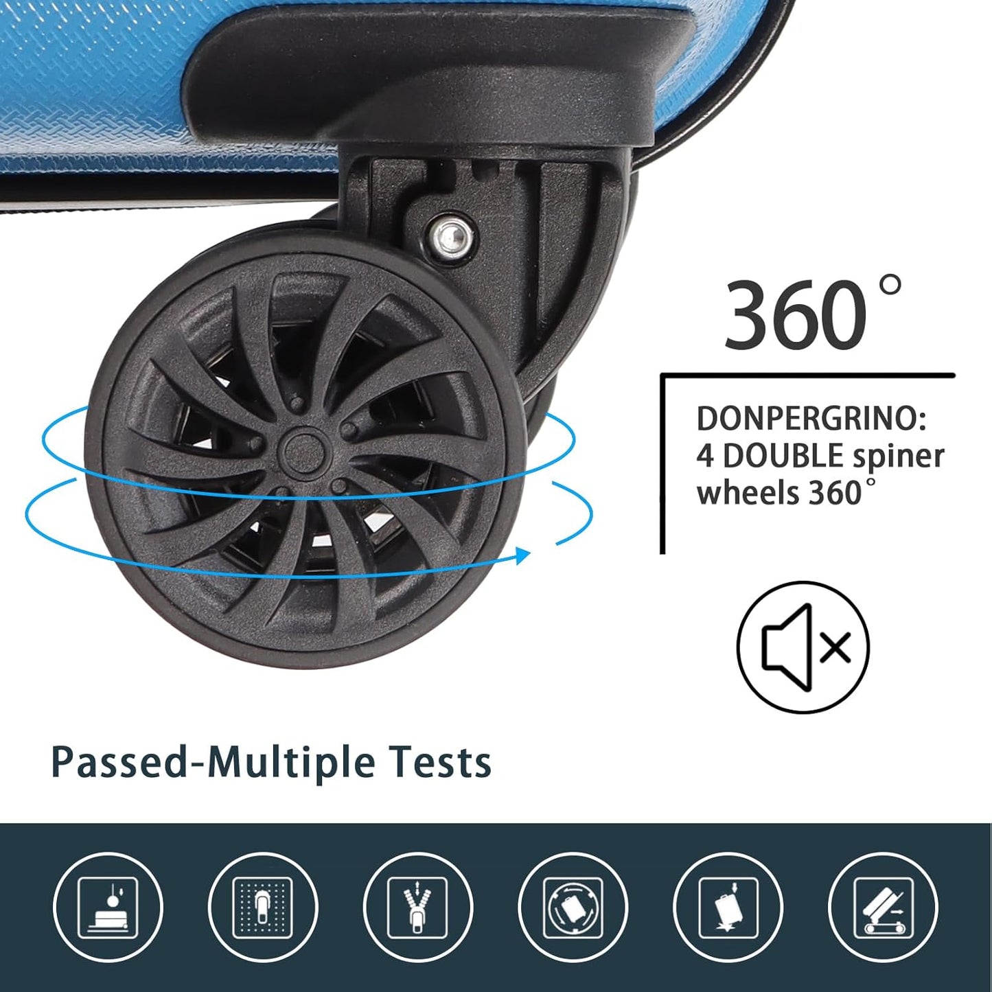 Luggage Set 3 Pieces (20/24/28) -Suitcase Set - Carry on Luggage with Wheels - Check-in Luggage - PC + ABS Durable Suitcase Rotating Silent Wheels Hardside Luggage with Spinner Wheels,5pcs (Sky Blue)