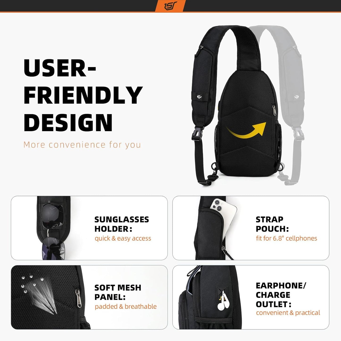 SKYSPER Sling Bag RFID Crossbody Sling Backpack Cross Body Shoulder Bag Travel Hiking Daypack for Women Men