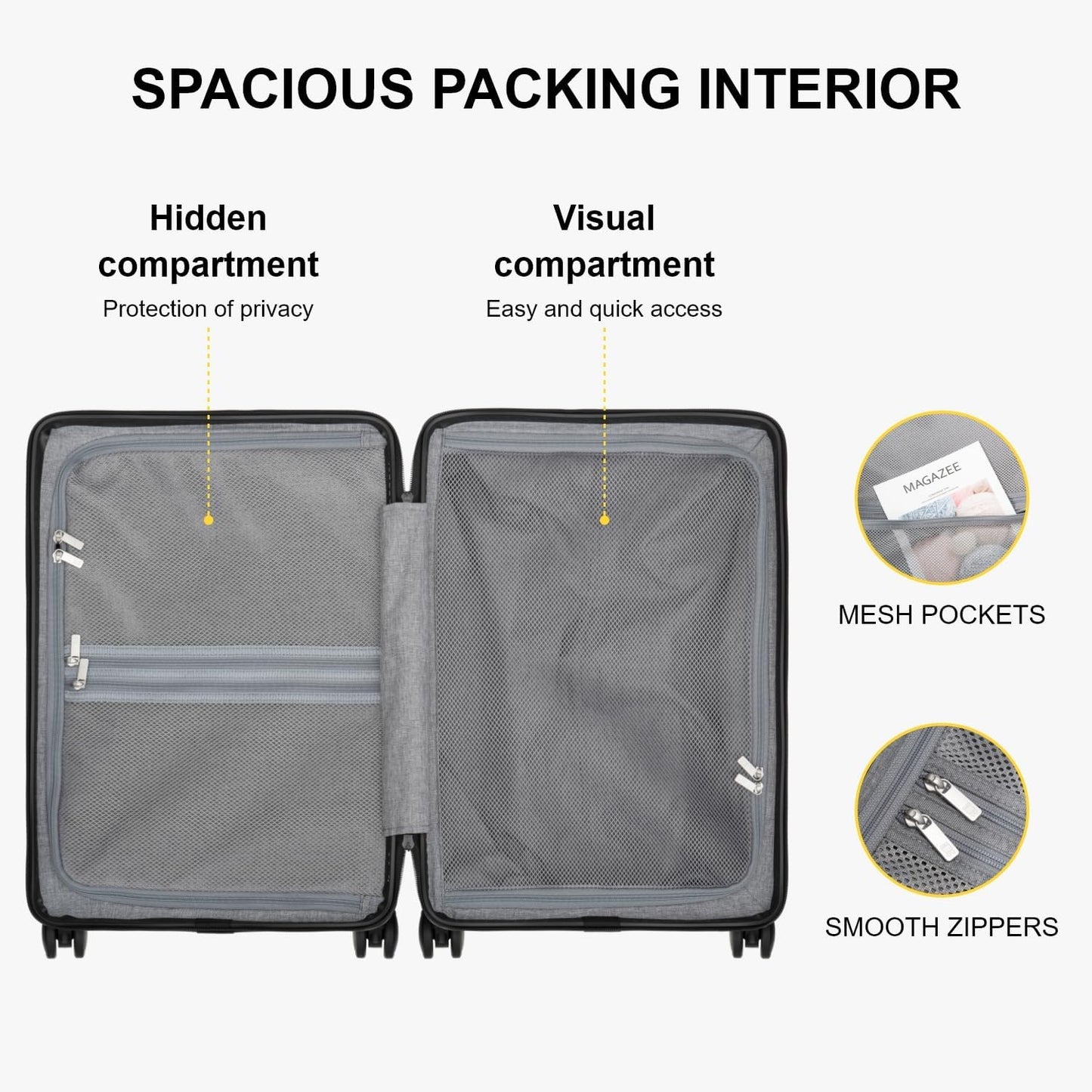 LEVEL8 Carry on Luggage Airline Approved, Small Carry on Suitcases with Wheels, Lightweight Hardside Textured Luggage for Travel, Tsa Approved, 20-Inch, Dark Grey