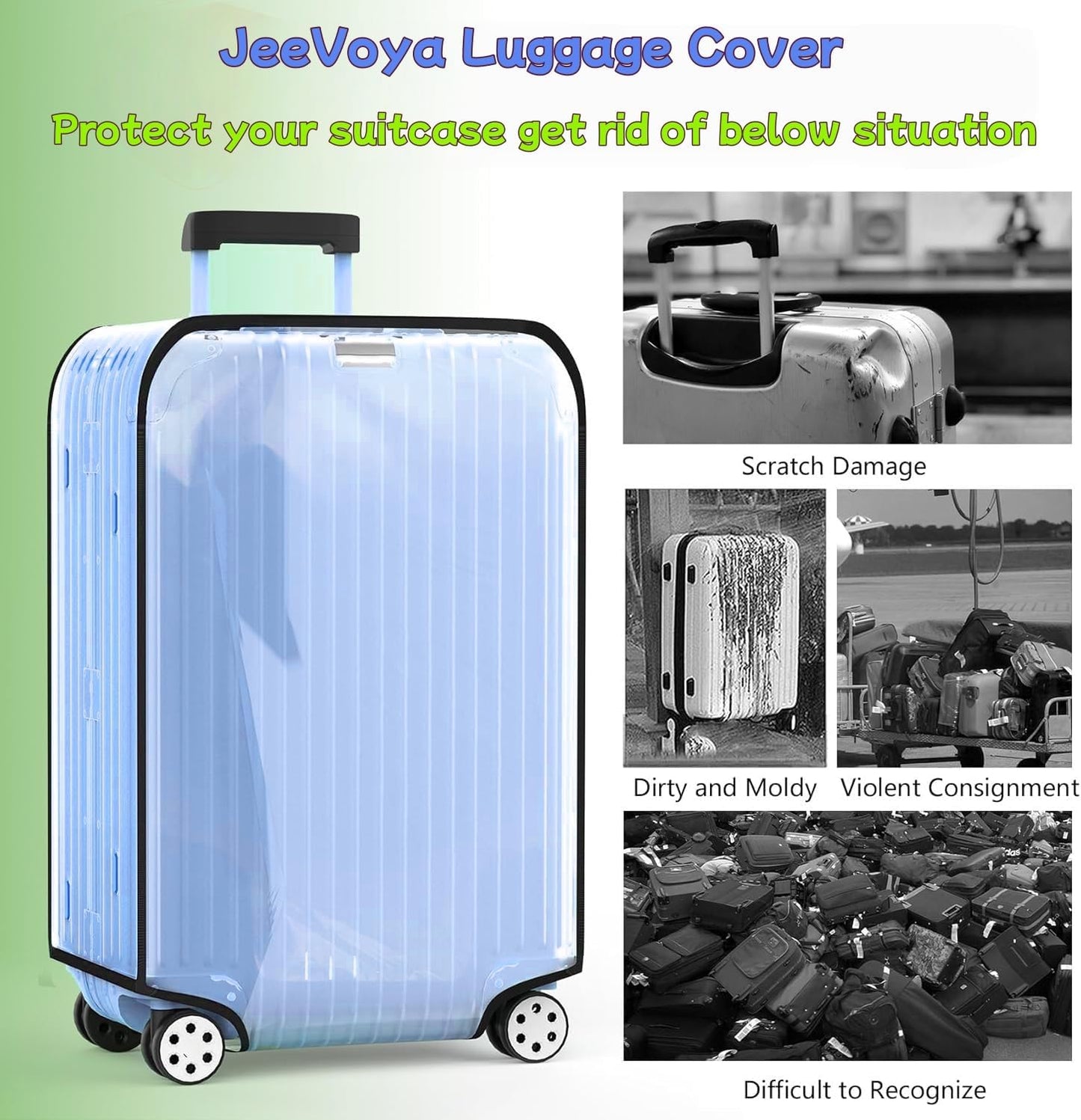 Luggage Cover Clear PVC Suitcase Cover Thick Transparent Waterproof Suitcase Protector for 20"/24"/28"/30" inch