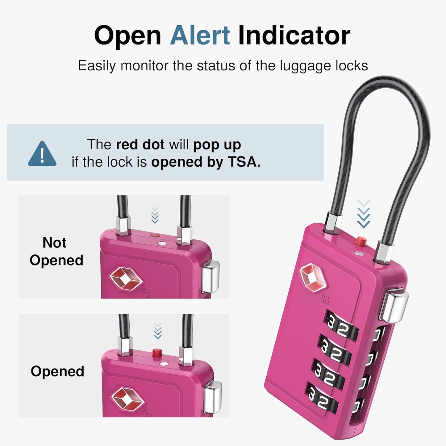 Puroma TSA Approved Luggage Travel Locks with Open Alert Indicator, 4 Digit Combination Resettable Code Zinc Alloy Lock for Suitcase, Backpack, Bag, Toolbox, Locker (2 Pack, Green)