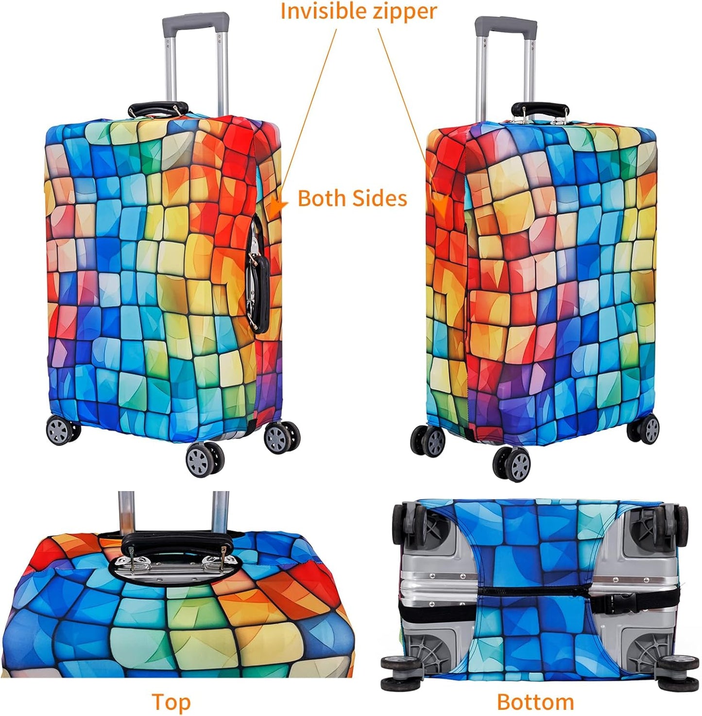 MosaiRudo Travel Luggage Covers For Suitcase Tsa Approved,Suitcase Cover Protector Fit 18-32 Inch Luggage Travel Accessories (T2486, M)
