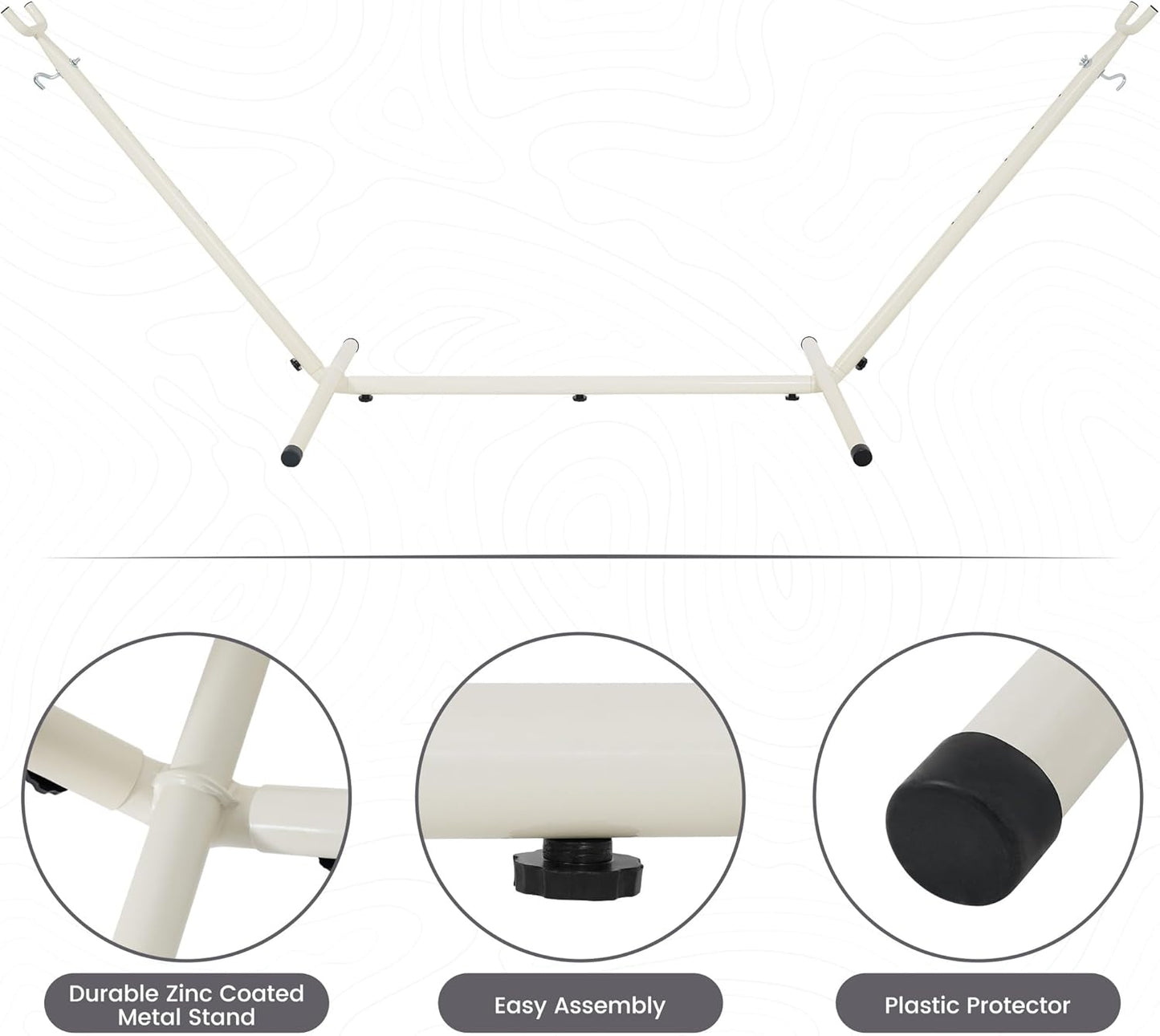 LazyDaze Hammocks Double Hammock with Stand - 2 Person Heavy Duty Outdoor Hammock for Adults, Includes Durable Steel Stand, Portable Carrying Bag and Pillow, Orange Green