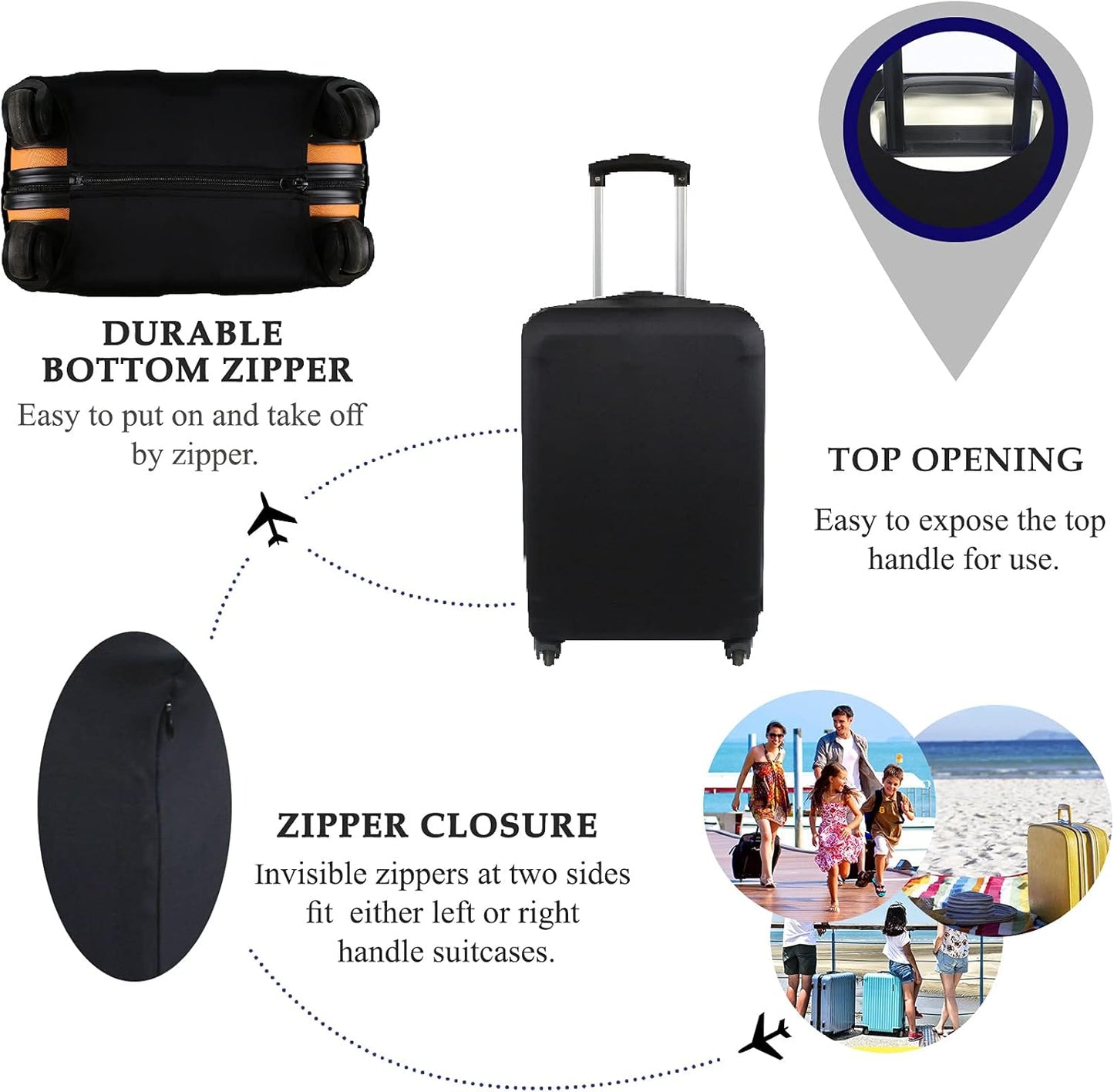 Explore Land Travel Luggage Cover Suitcase Protector Fits 31-32 Inch Case (Black, XL)