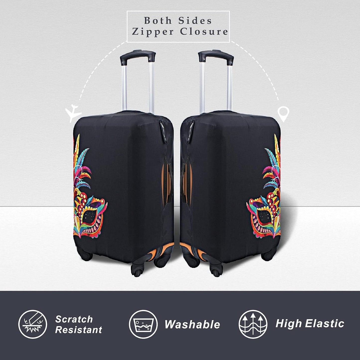 Explore Land Travel Luggage Cover Suitcase Protector Fits 27-30 Inch Case (Carnival, L)
