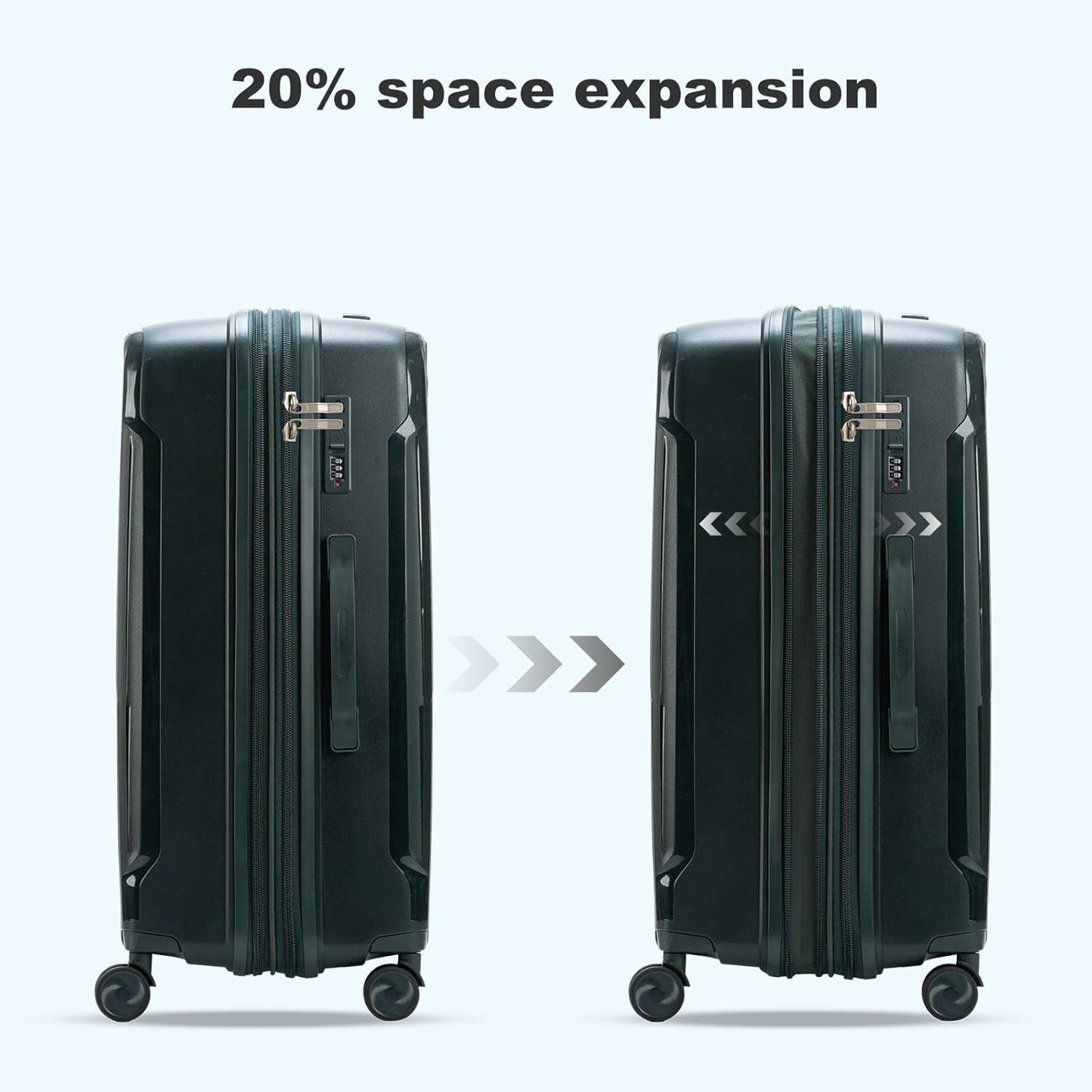 Nazhura Luggage Set, 3-Piece Hardside Suitcase Set, 20-inch Carry On, 24-inch, 28-inch Luggage