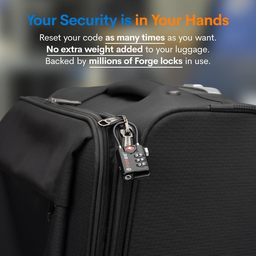 TSA Approved Cable Luggage Locks, 6 Pack, Easy Read Dials with Alloy Body