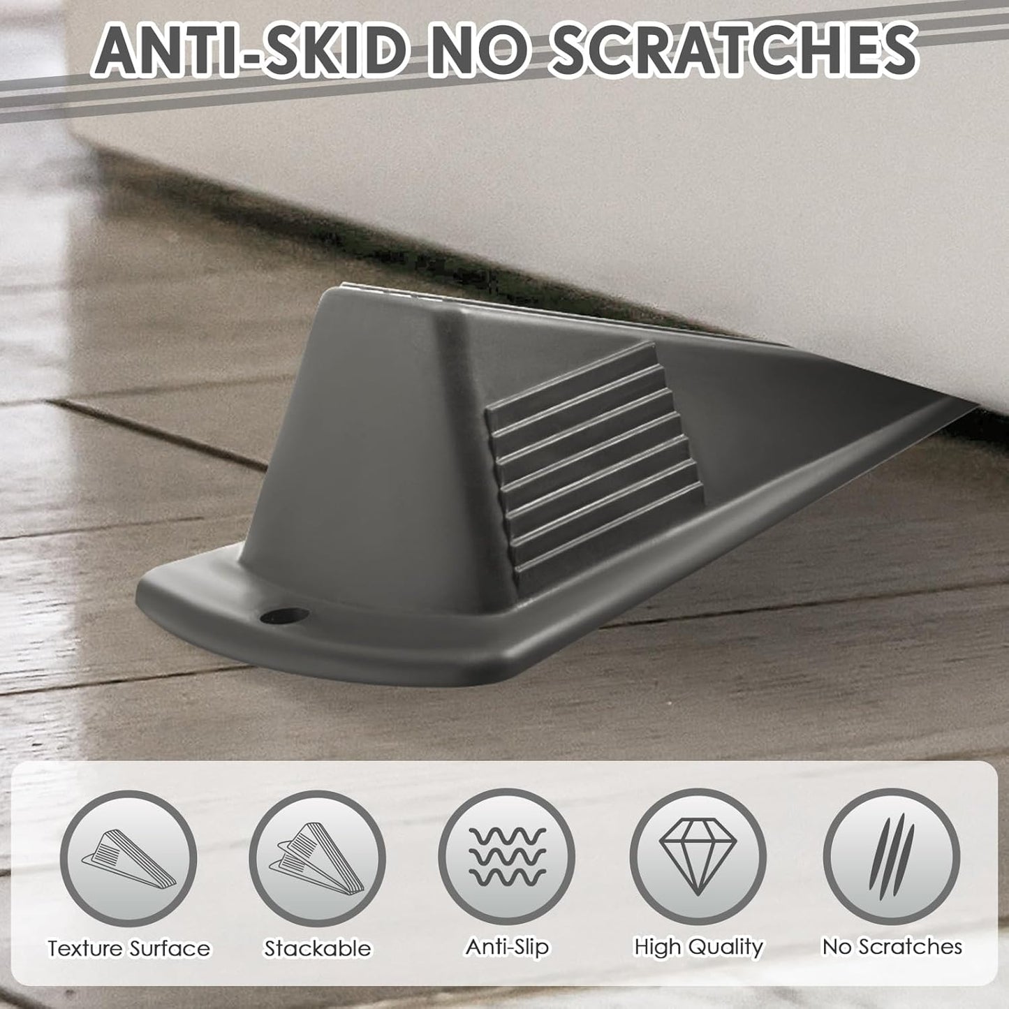 Frienda 12 Pcs Jumbo Door Stoppers Heavy Duty Door Stopper Tall up to 2inch Tall Wedge TPR Large Wedge Stackable Big Rubber Doorstop for Hotel Carpet Hardwood Concrete and Tile (Gray)