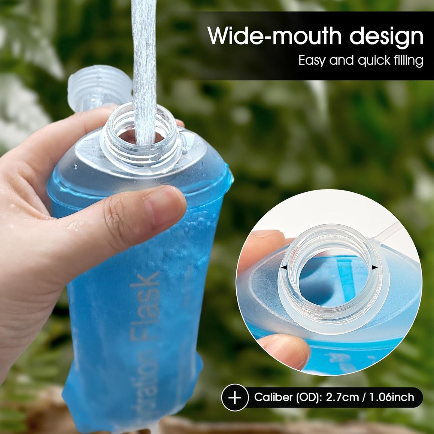 GYGYL Soft Flask, TPU Collapsible Soft Water Bottle for Hydration Pack, Running Vest, Leak-Proof Folding Water Bottle for Hiking Cycling Climbing Jogging-150ml Blue, 2pcs