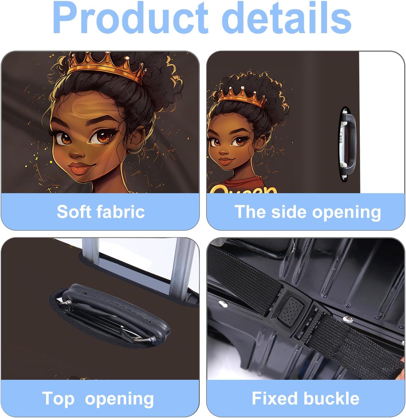 Luggage Cover Washable Suitcase Protector Anti-scratch Suitcase cover Fits 20-34 Inch Luggage (Girl-5, M(24-26inch suitcase))