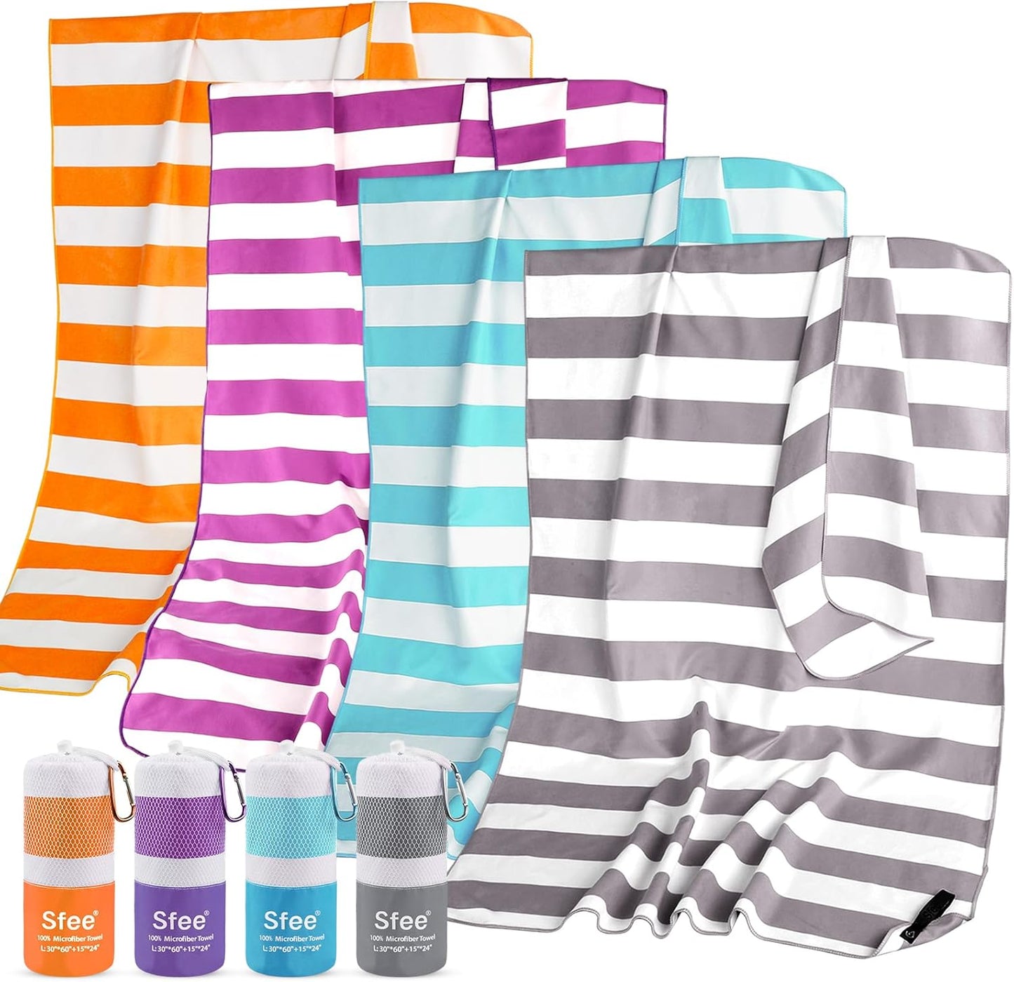 Sfee 2 in 1 Microfiber Beach Towel, Quick Dry Towel Camping Towel Travel Towel Super Absorbent Compact Lightweight Sports Gym Towels Set for Beach, Gym, Hiking, Pool, Backpacking, Bath, Yoga