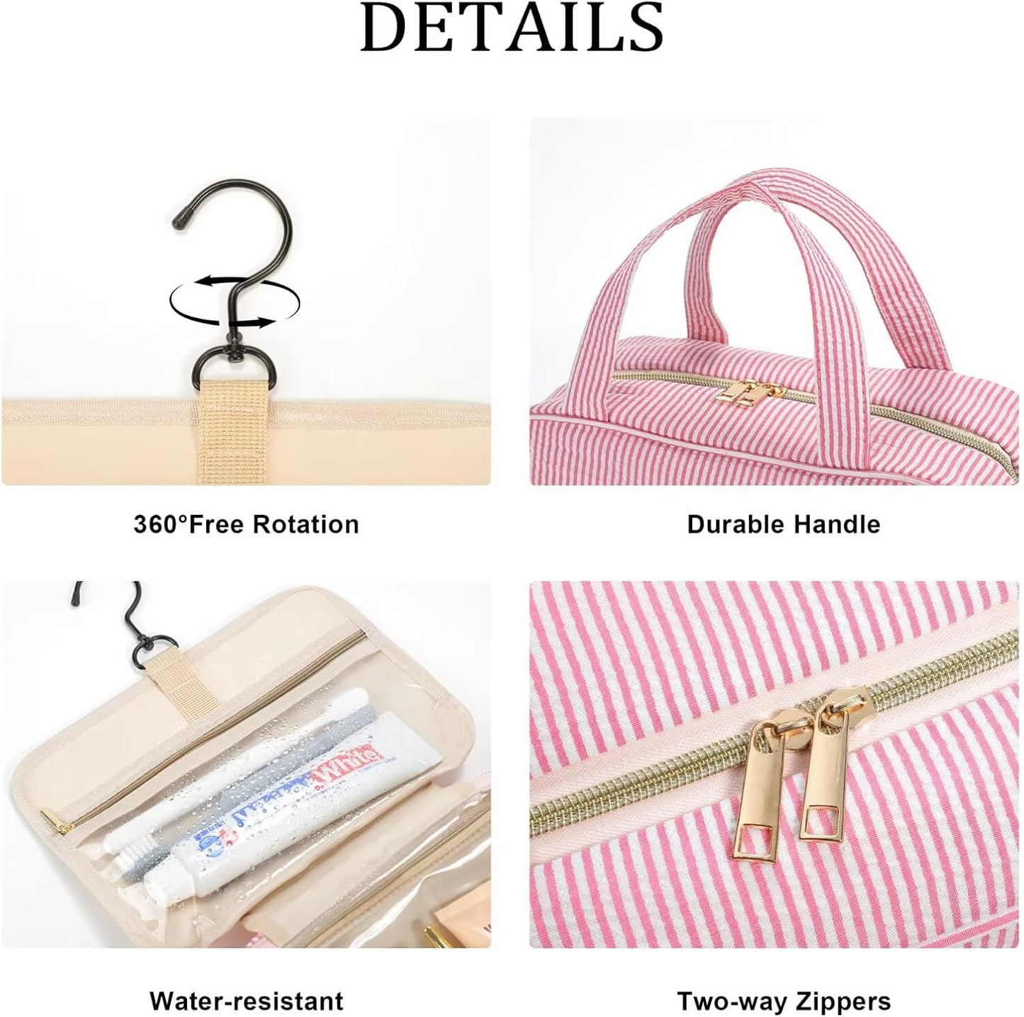 YOOLIFE Graduation Gifts for Her - Hanging Toiletry Bag for Women, Travel Toiletry Bag Makeup Bag, Personalized Travel Essentials for Women - Letter G, Purple