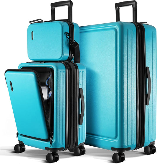 Luggage Sets 3 Piece, 22 Inch Carry on Luggage and 28 Inch Suitcases with Wheels Spinner, Durable Hard Shell Suitcase Set, Expandable Travel Suitcase, Teal
