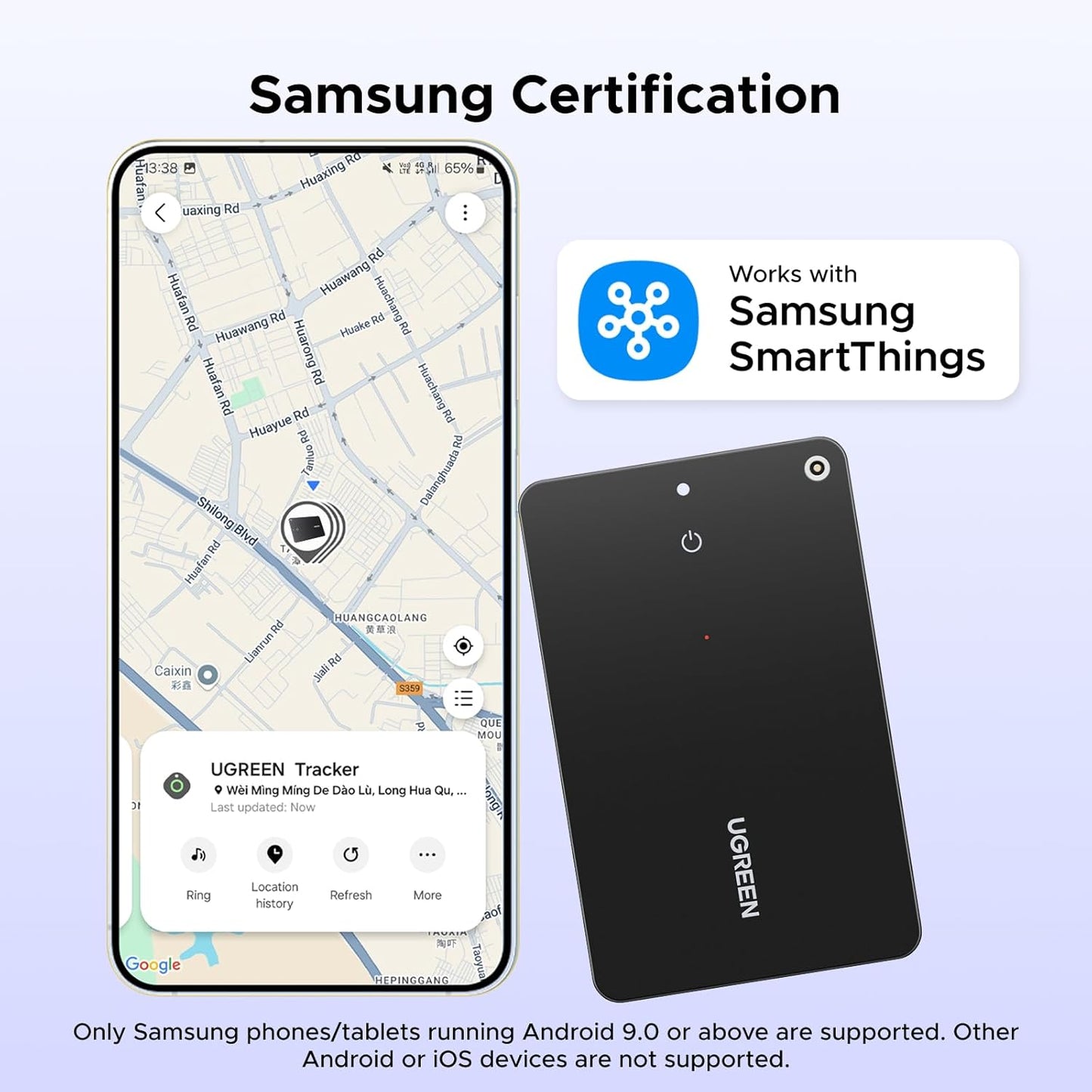 UGREEN FineTrack Slim S Bluetooth Tracker Tags Work with Samsung SmartThings APP (Samsung Only), 1.7mm Ultra-Slim Wallet Card Finder, Rechargeable IP68 Waterproof Tracker Card for Wallet, Key, Luggage