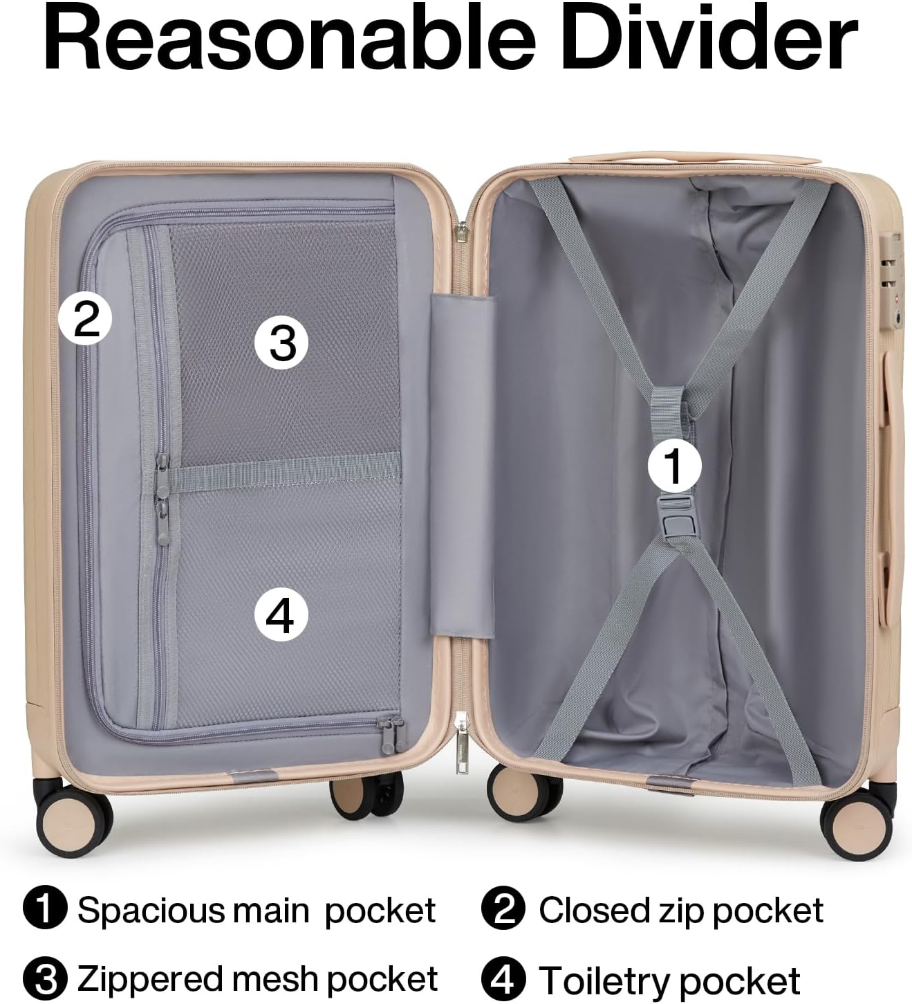 Hanke 29 Inch Luggage Suitcases With Spinner Wheels Lightweight PC hardside Rolling Suitcase With Travel Lock, Checked-Large 29-Inch（Cuba Sand）