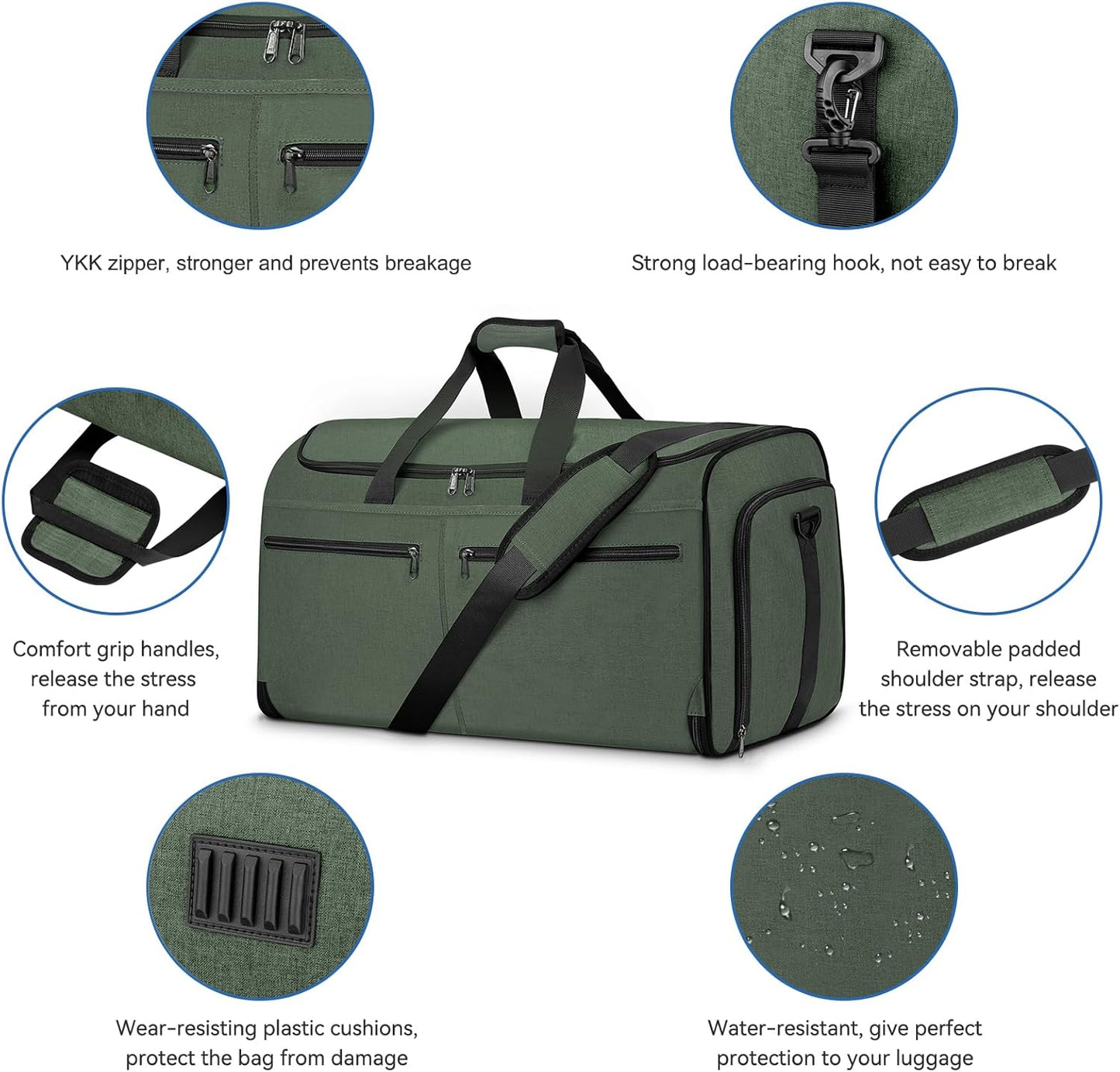 Bukere Garment Bags for Travel, Large Convertible Garment Duffel Bag for Men Women, Shoe Compartment, 2 in 1 Hanging Dress Suitcase Suit Travel Bags