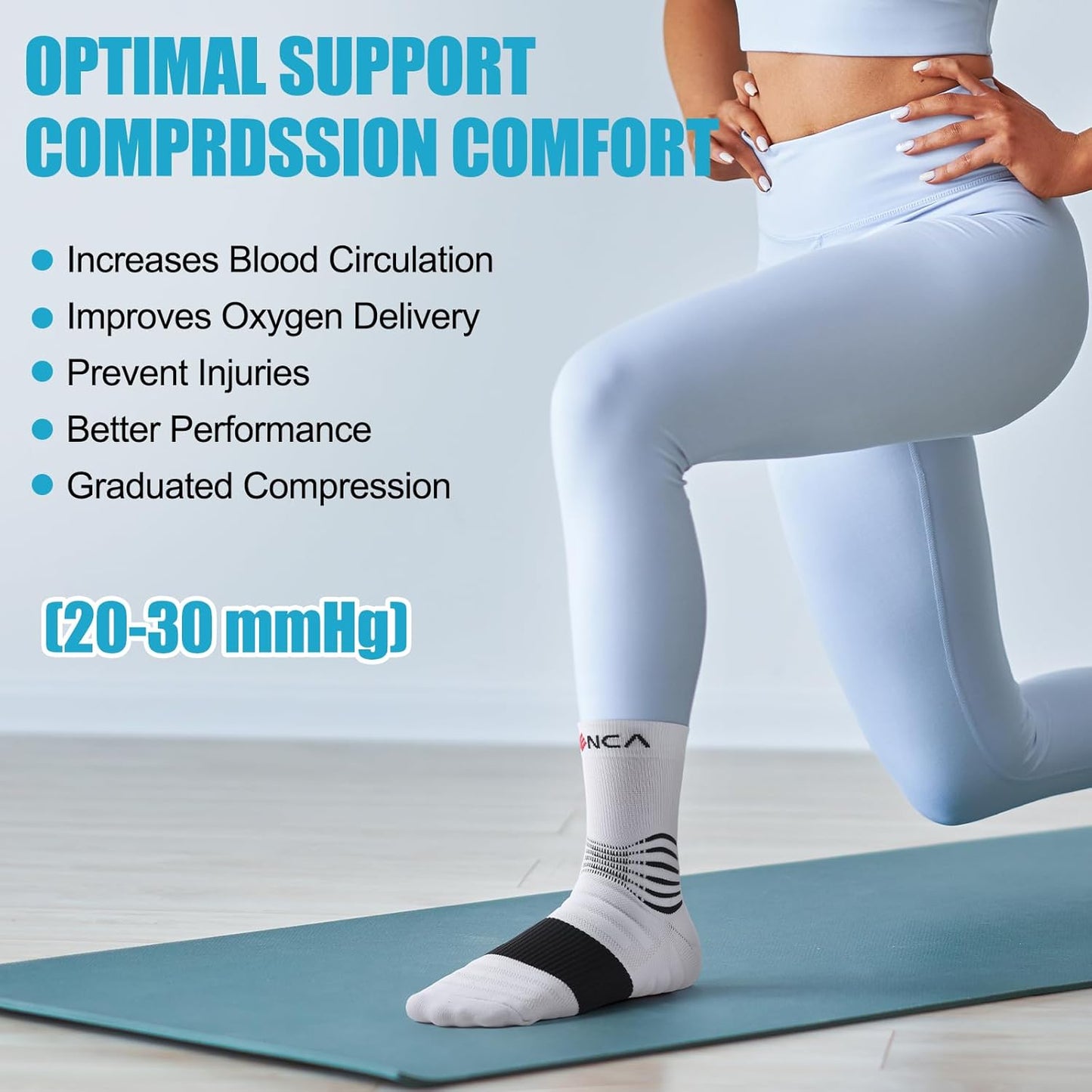 NEENCA Medical Compression Socks—2 Pairs, Ankle Socks for Injury Recovery, Pain Relief, Swelling, Sport Protection 20-30 mmHg