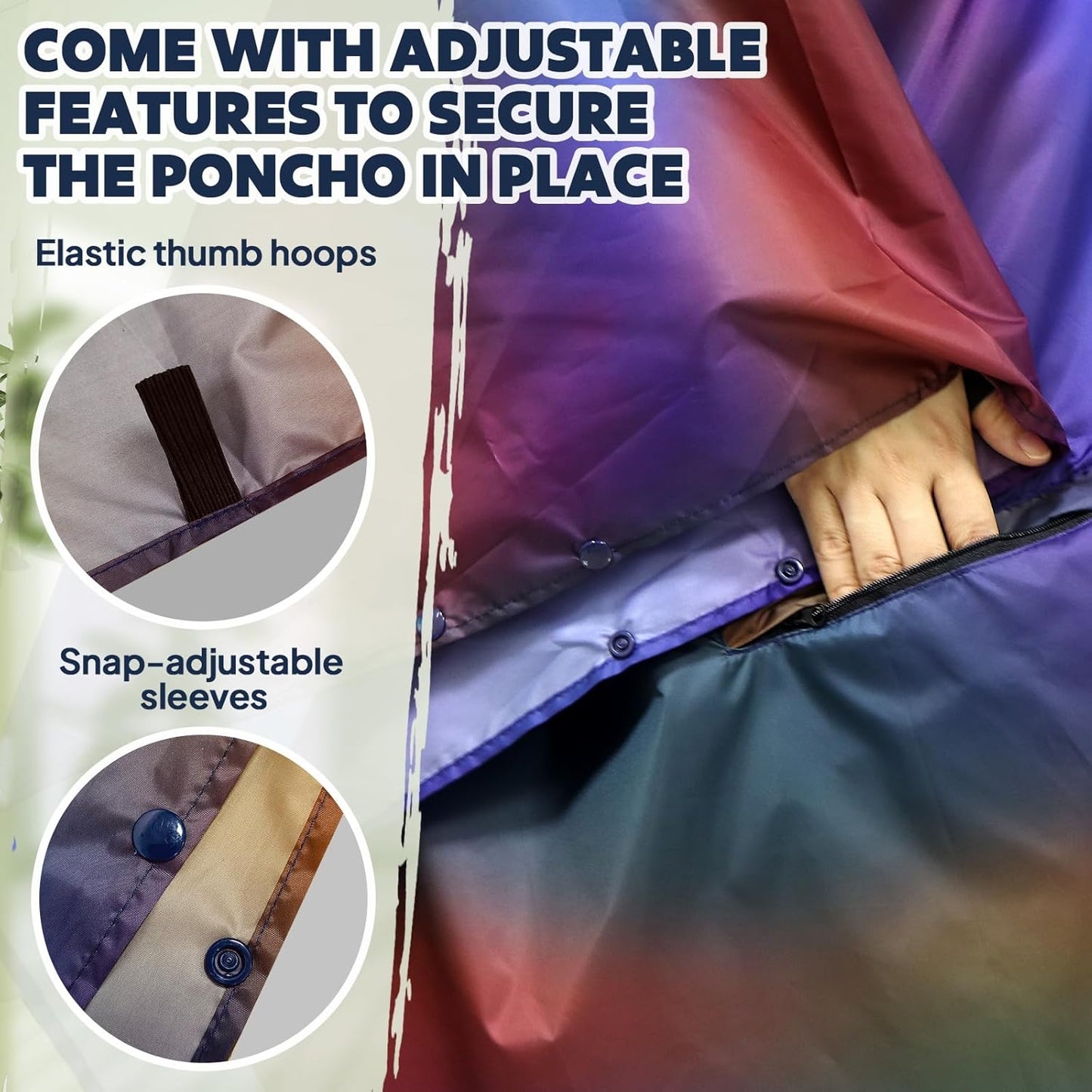 ANYOO Waterproof Rain Poncho Lightweight Reusable Hiking Hooded Coat Jacket for Outdoor Activities