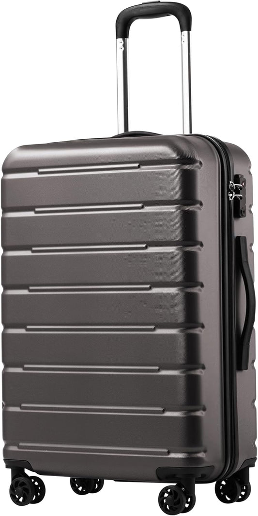 Coolife Luggage Suitcase Carry-on Spinner TSA Lock USB Port Expandable (only 28’’) Lightweight Hardside Luggage (Gray, L(28in))