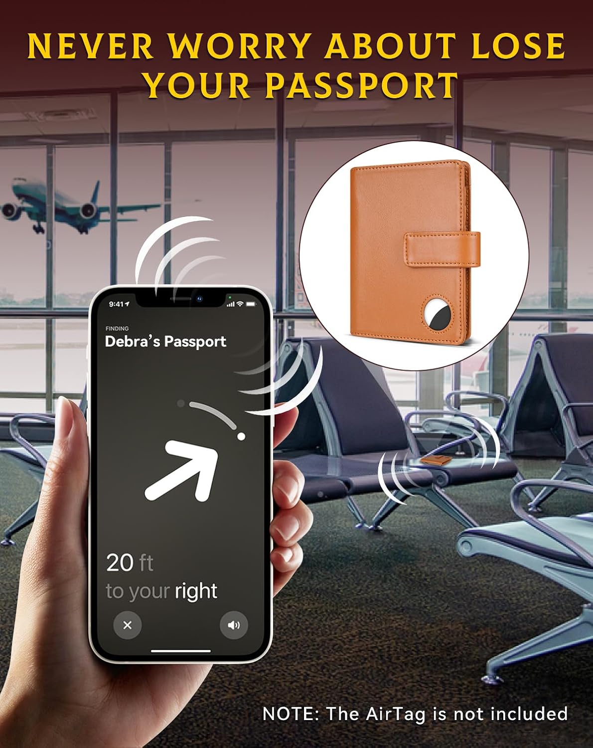 Passport Holder Wallet Cover Case for Women and Men,RFID Blocking,Passport Case with AirTag Holder,Travel Accessories (Brown)