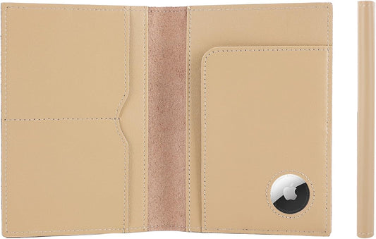 STAR VISTA Albatross Leather Travel Passport Holder, Minimalist Design, Calfskin Leather Case for Women and Men - Slim Passport Wallet, Bifold, RFID Blocking, with AirTag Holder, Ivory
