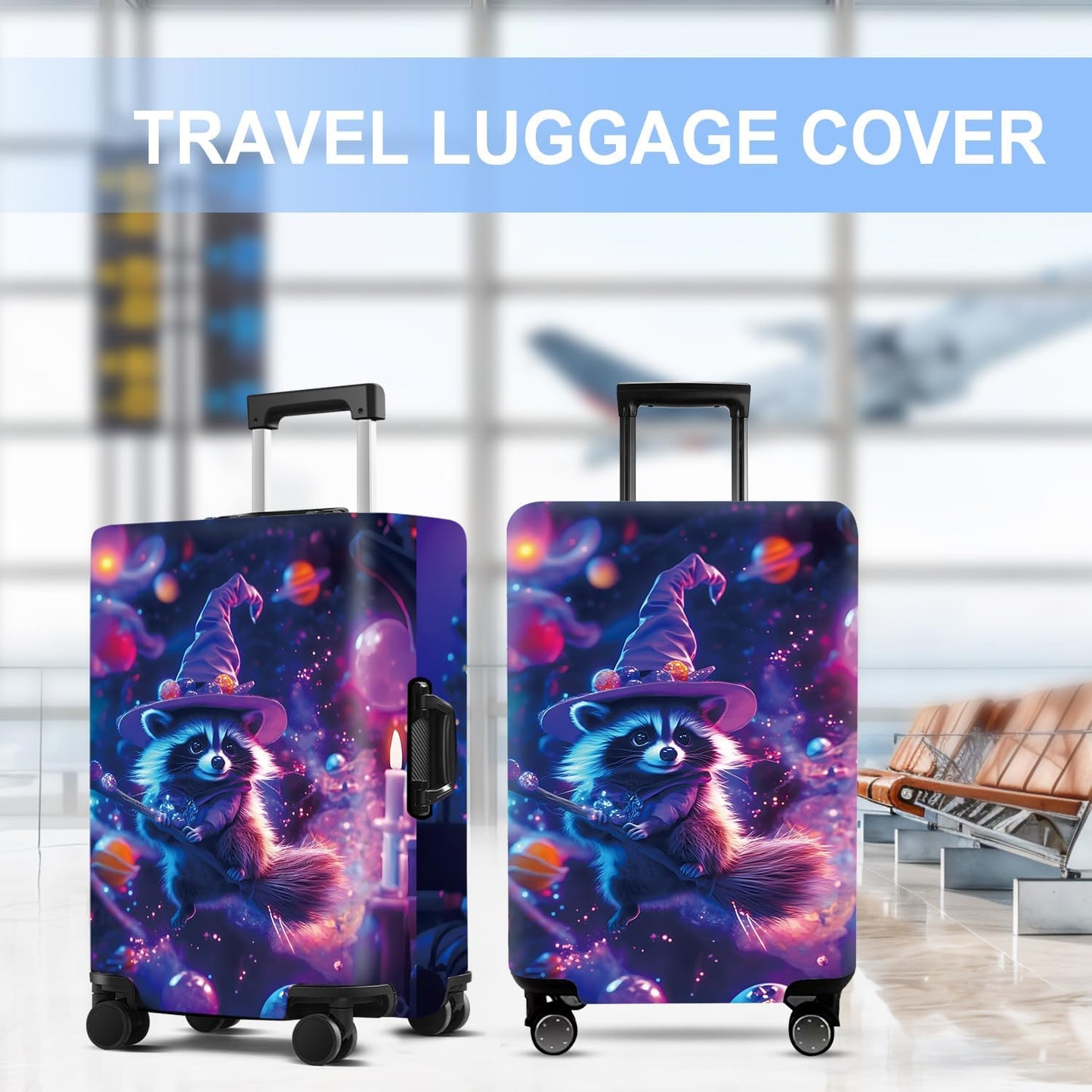 Raccoon Luggage Cover Washable Suitcase Protector Anti-Scratch,Stretchable Fit for 20-34Inch Luggage Durable Travel Bag Cover with Zipper ClosureL(28-30inch suitcase)