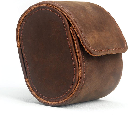 Longjet Watch Roll Travel Case for Men Portable Watches Organizer Box with Removable Velvet Pillow Holder (1 Slot Coffee/Genuine Leather)