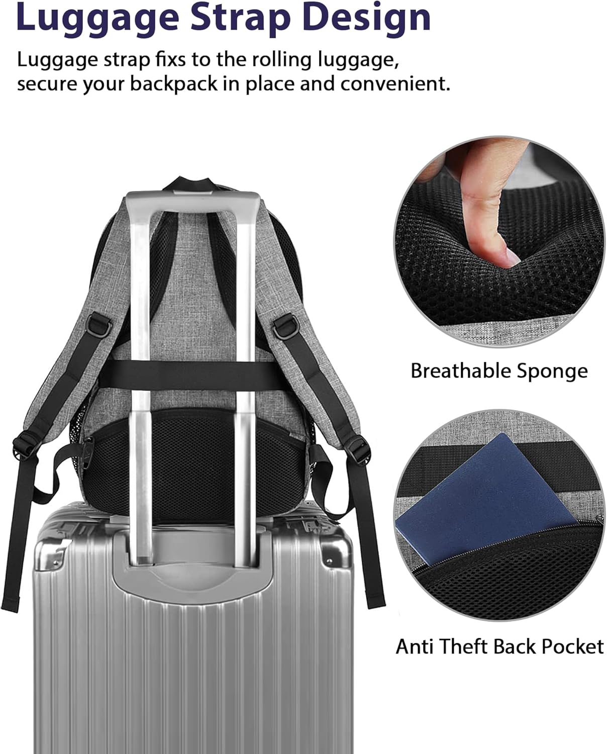 MATEIN Laptop Backpack 15.6 Inch, 20 L Personal Item Bag Airport Approved, Water Resistant Work Commute Computer Backpack with TSA Laptop Compartment, Gifts for Women Men, Grey