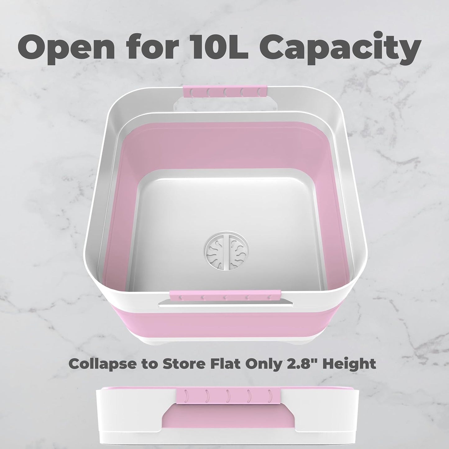 Wash Basin for Baby Bottles, Foldable, Versatile Wash Tub for Kitchen, RV, Outdoor Camping Sink, Sturdy & Easy to Clean, Space Saving Plastic Dish tub (Pink)